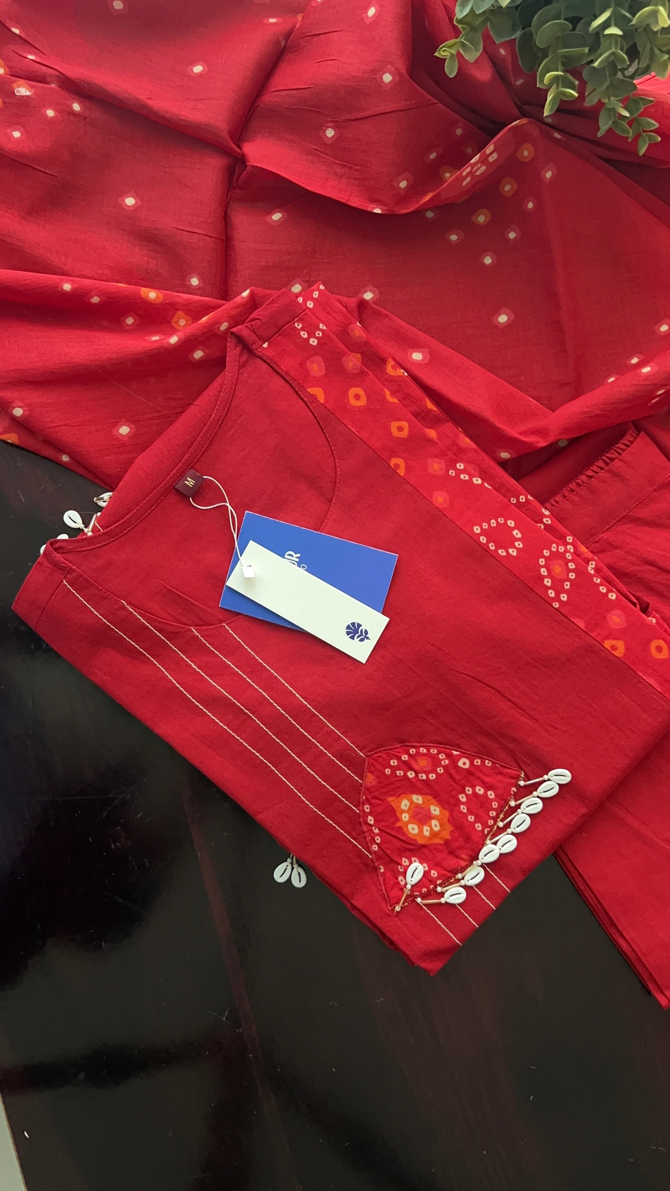 Raha MulCotton Bandhani Hand Detailed Pant Set