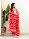 Diya Georgette Leheriya HandEmbroidered Anarkali Set