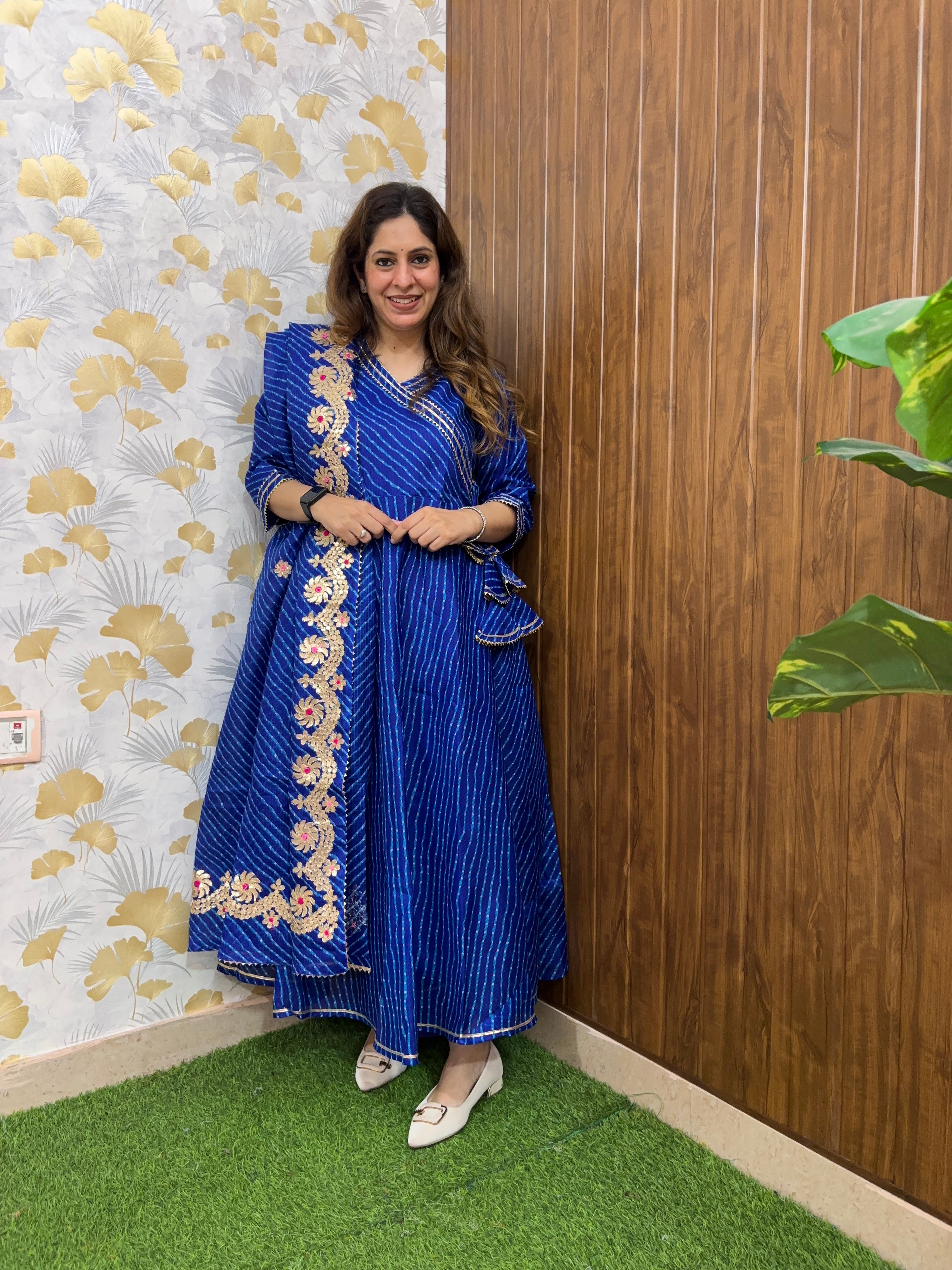 Mahira Kota Doria Leheriya Gotta Detailed Anarkali Set