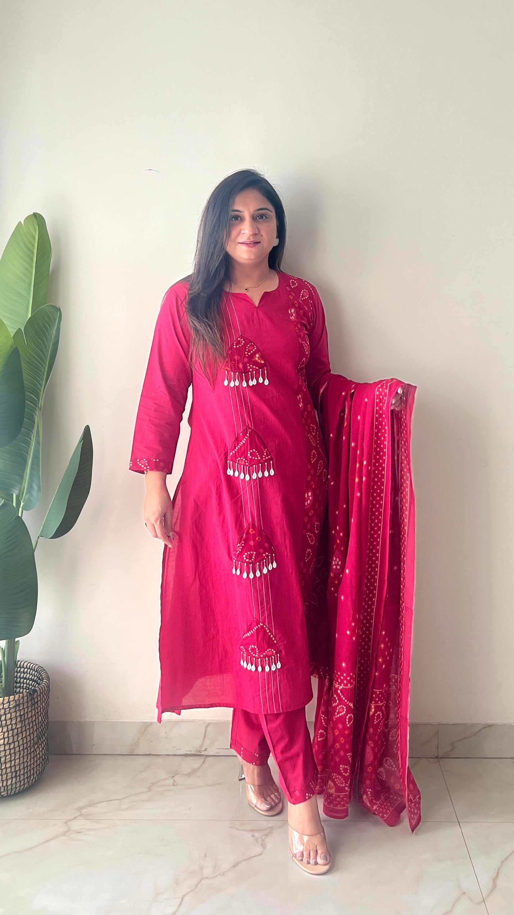 Raha MulCotton Bandhani Hand Detailed Pant Set