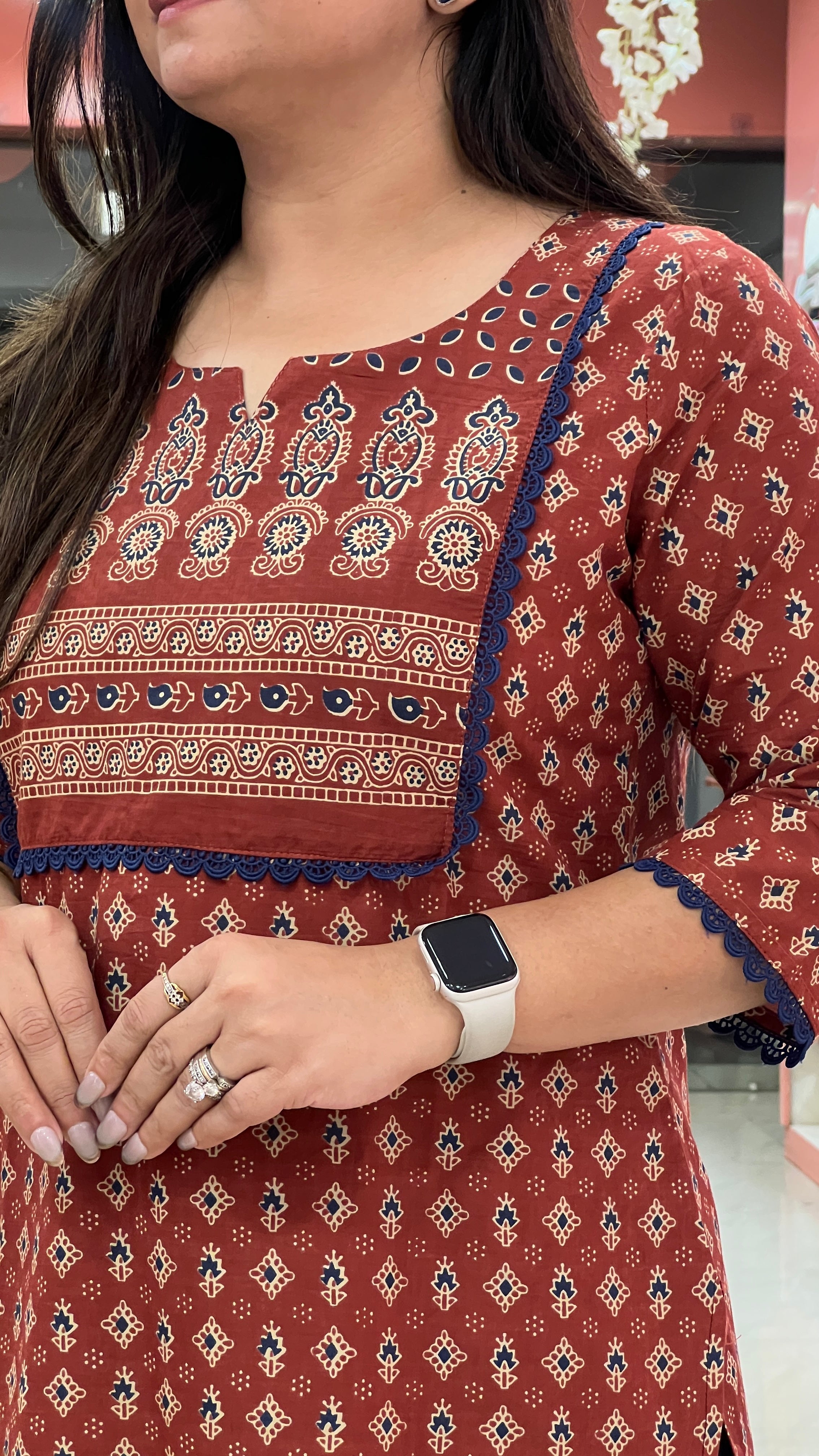 Cotton Ajrakh Casual Straight Kurta