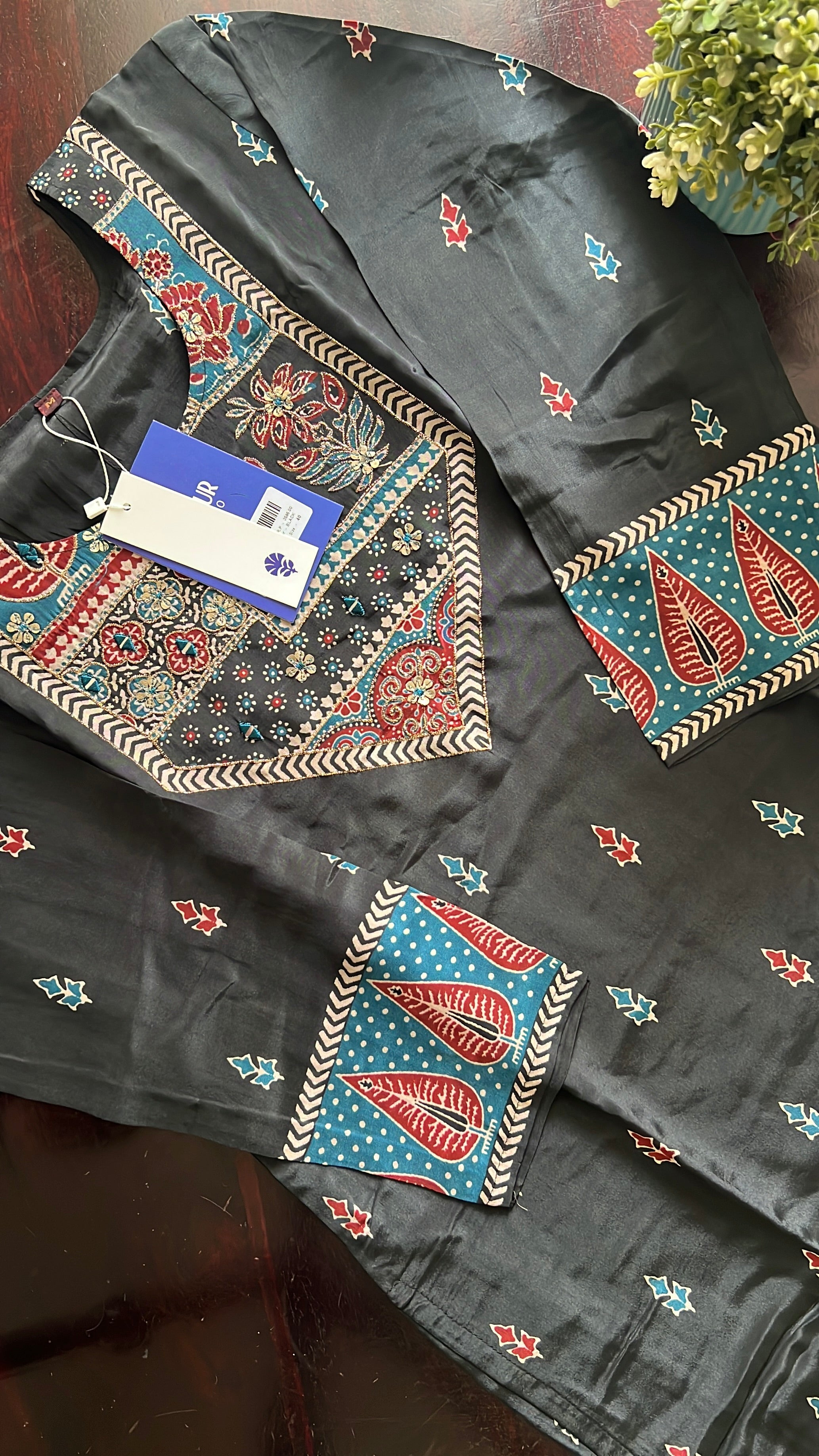 Dhara Ajrakh Crepe HandDetailed Pant Set