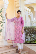 Mashia Cotton Lace Detailed Straight Dupatta Set