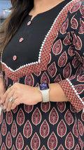 Black Ajrakh Casual Cotton Straight Kurta