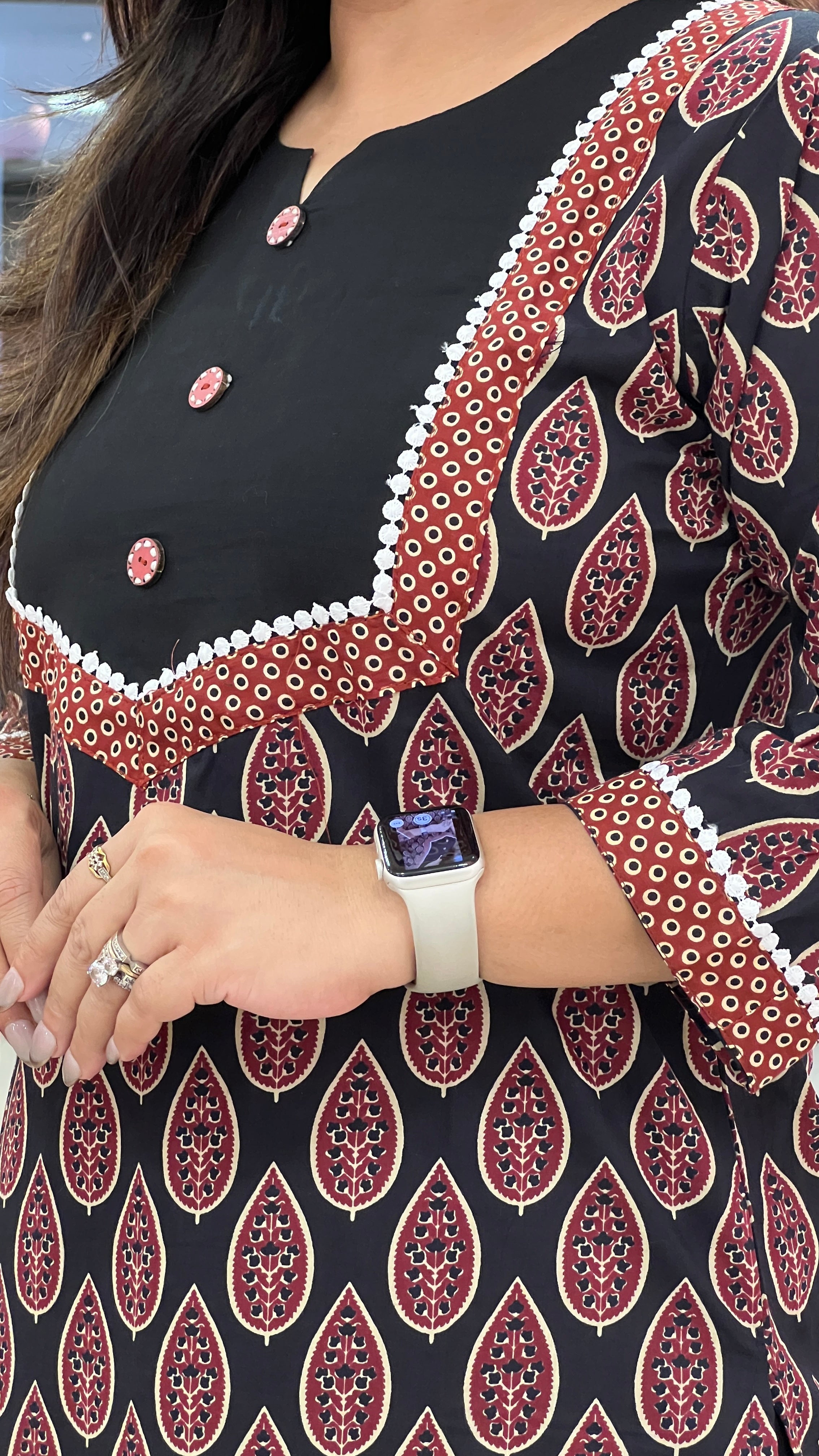 Black Ajrakh Casual Cotton Straight Kurta