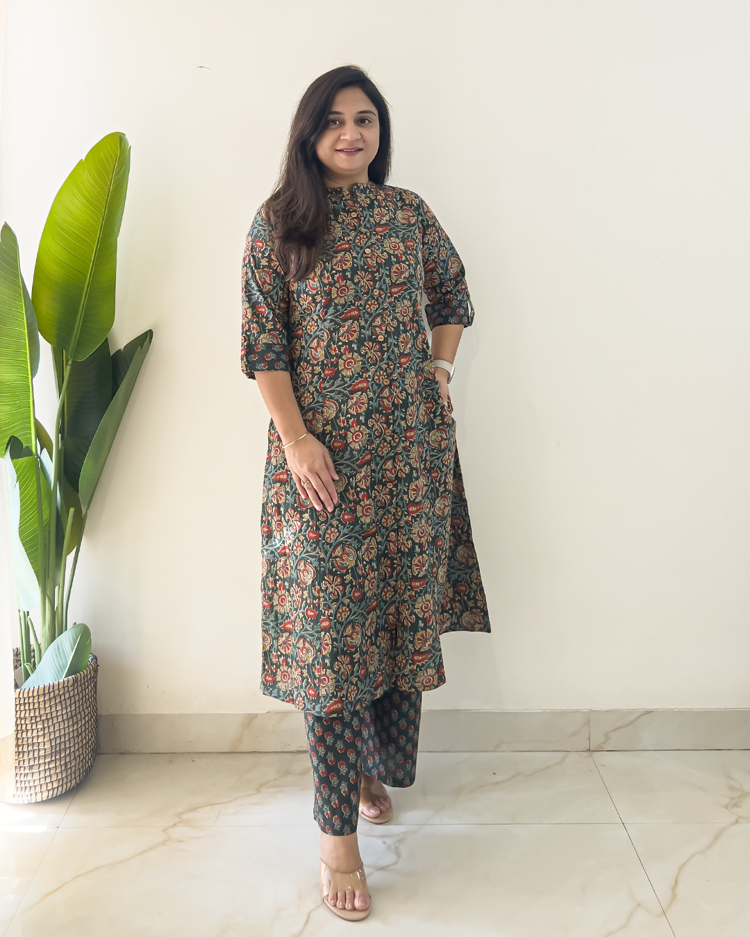Prita Green Ajrakh A-line Cotton Coord Set - The Jaipur Studio