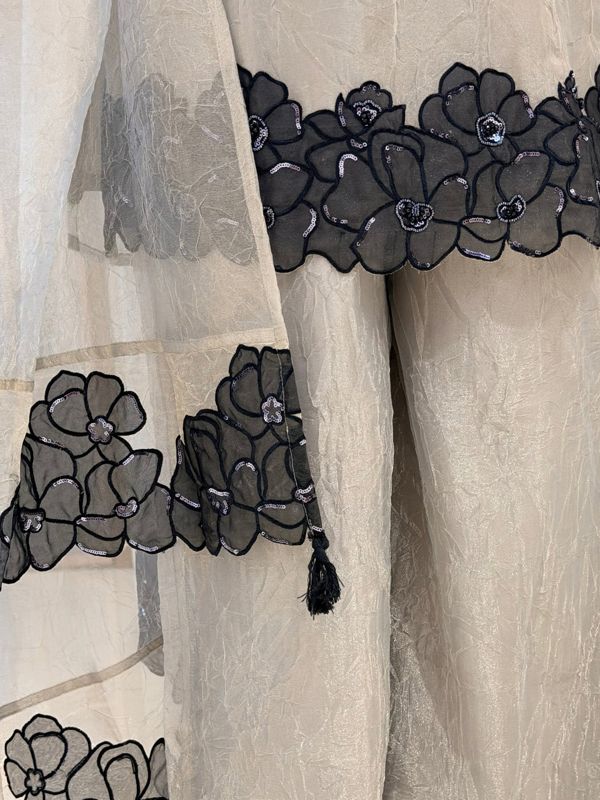Aayat Grey Shimmer Tissue Applique HandEmbroidered Dupatta Set