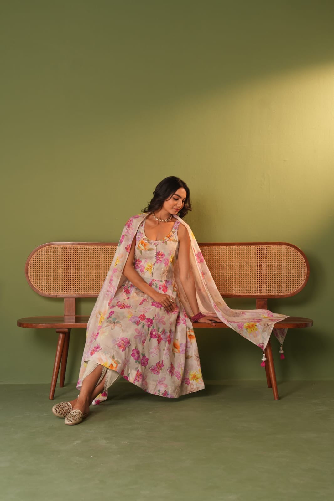 Premium Mul Cotton Floral HandEmbroidered Tulip Pant Set - The Jaipur Studio