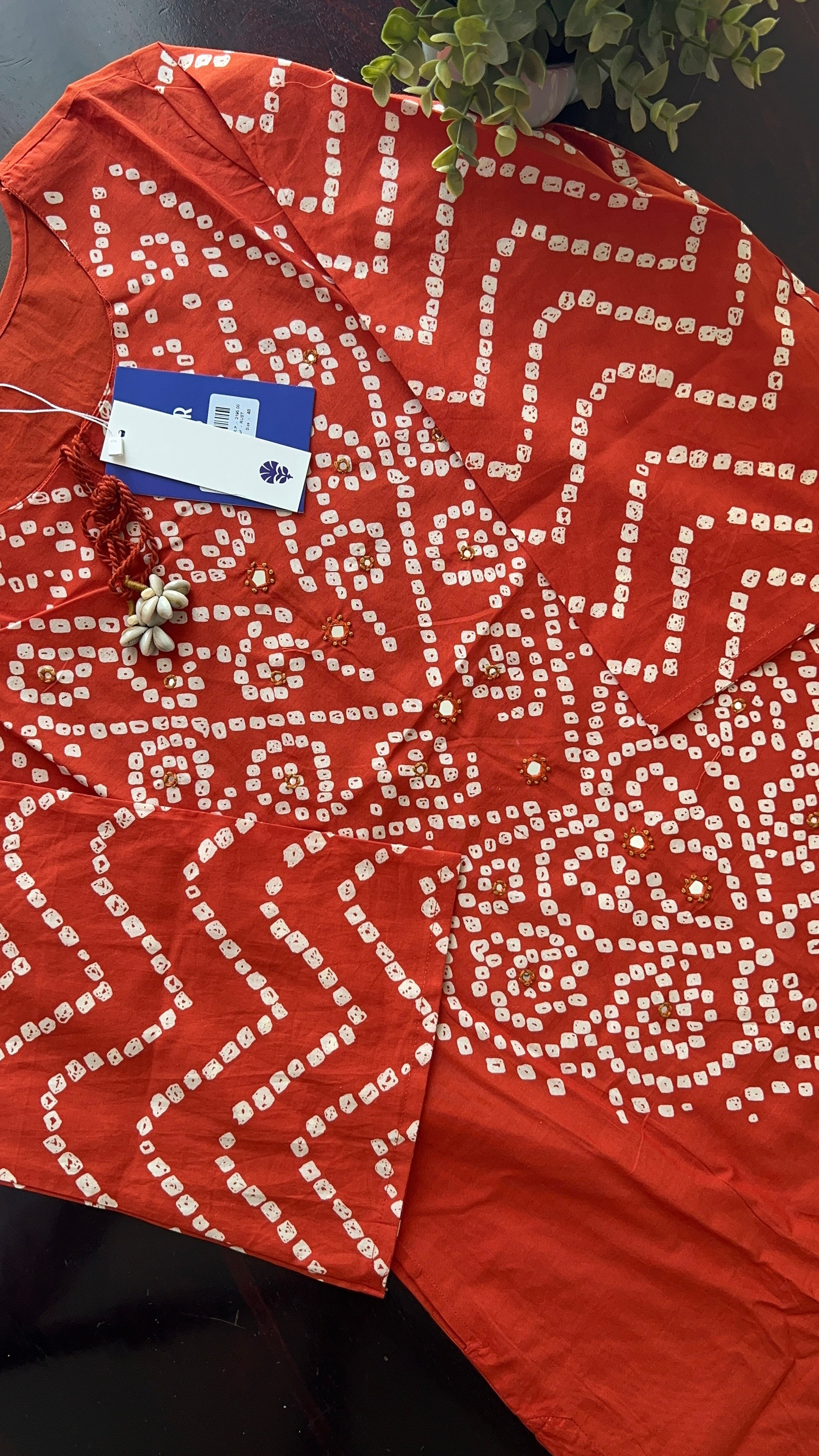 Sanchi Cotton Bandhani Straight Pant Set