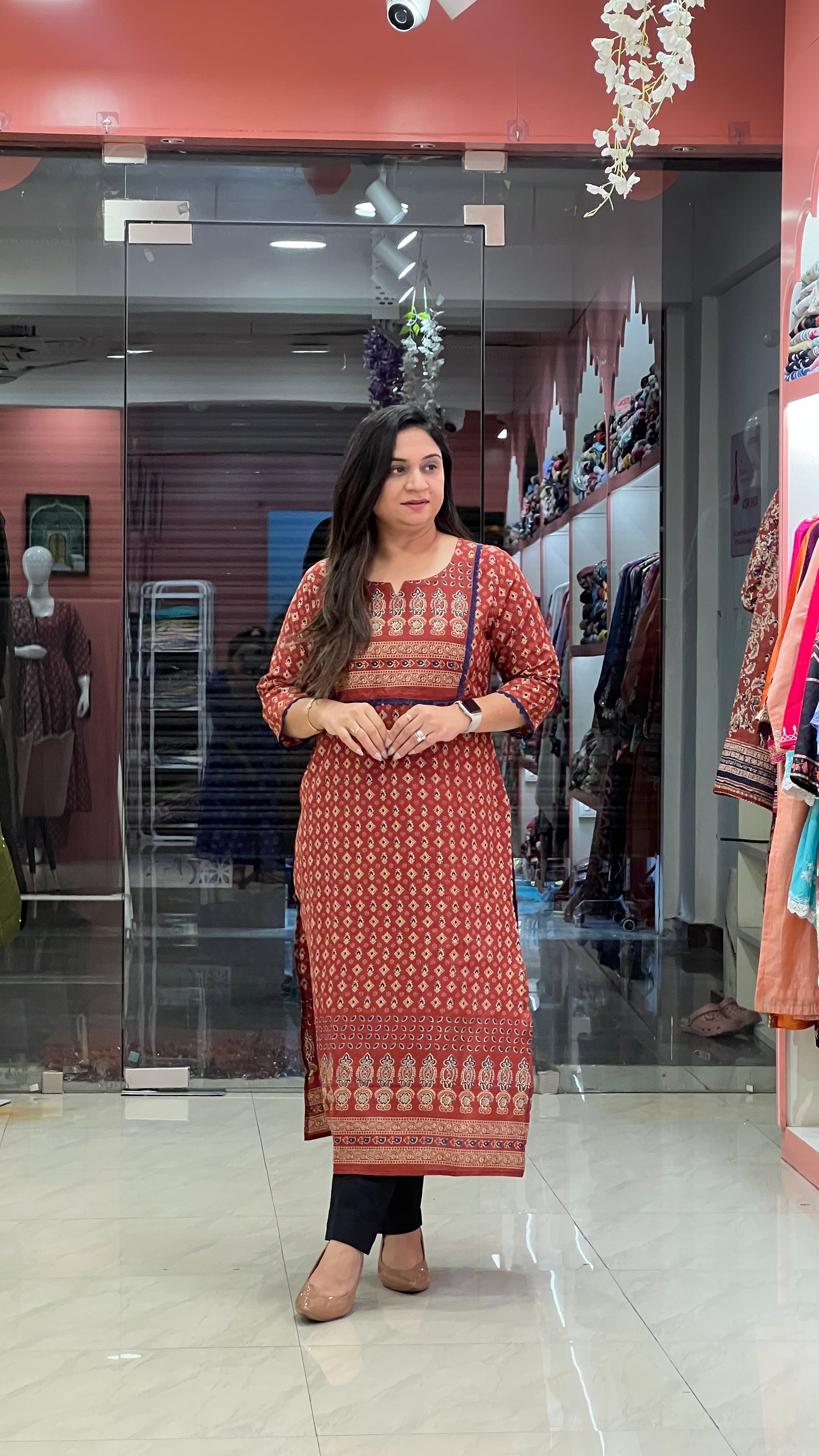 Cotton Ajrakh Casual Straight Kurta