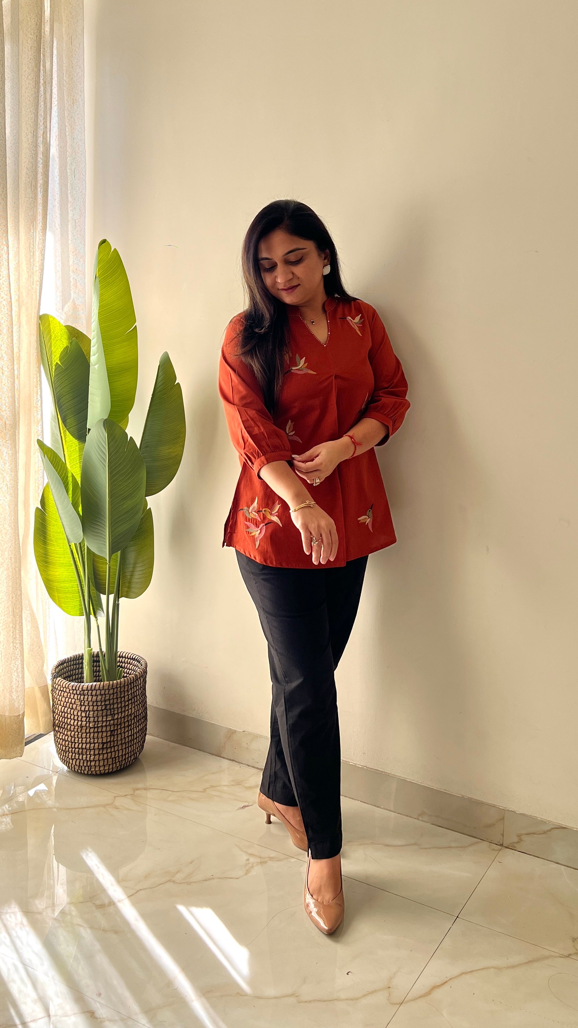 Kashi Cotton Embroidered Short Top