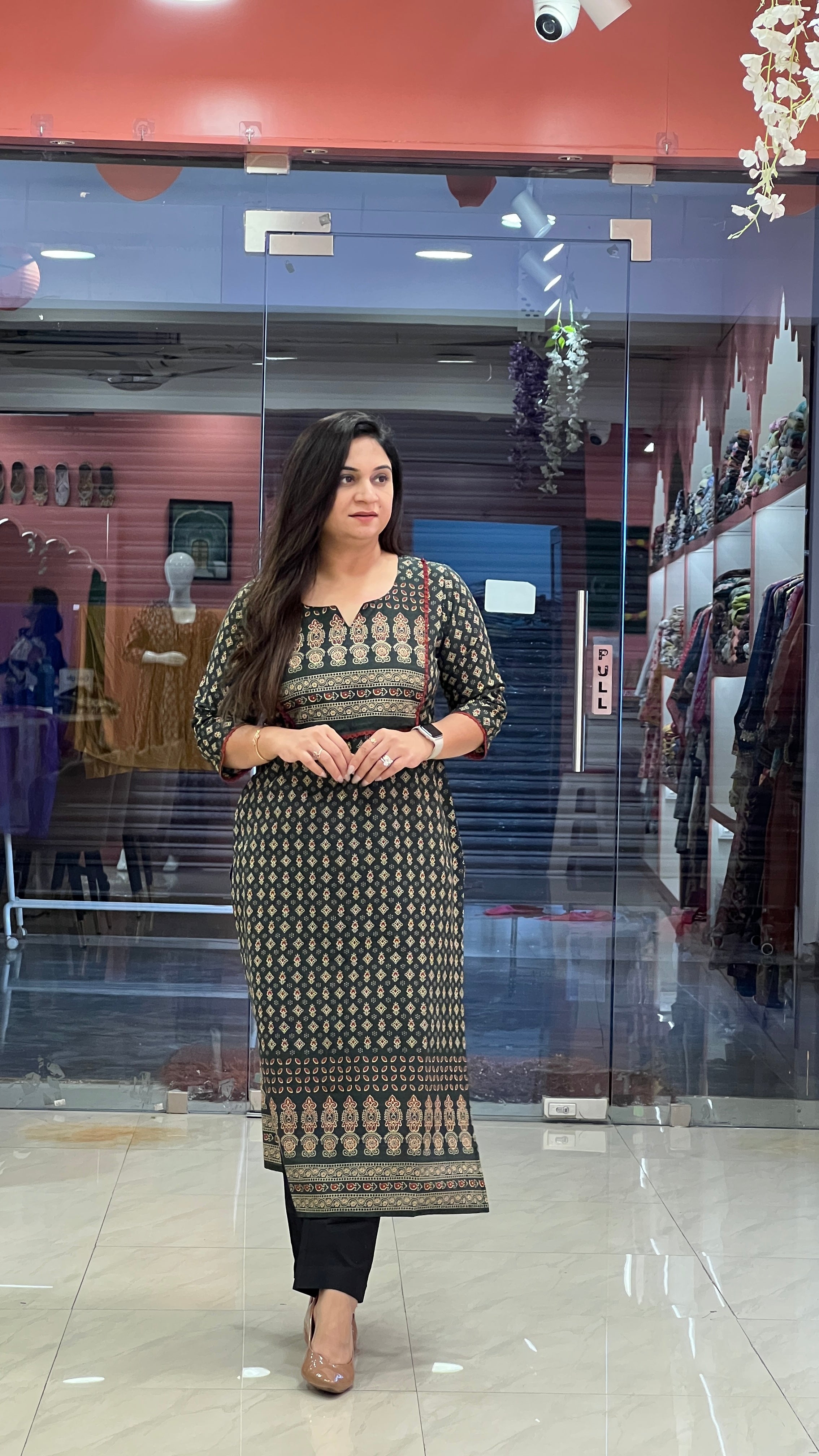 Cotton Ajrakh Casual Straight Kurta