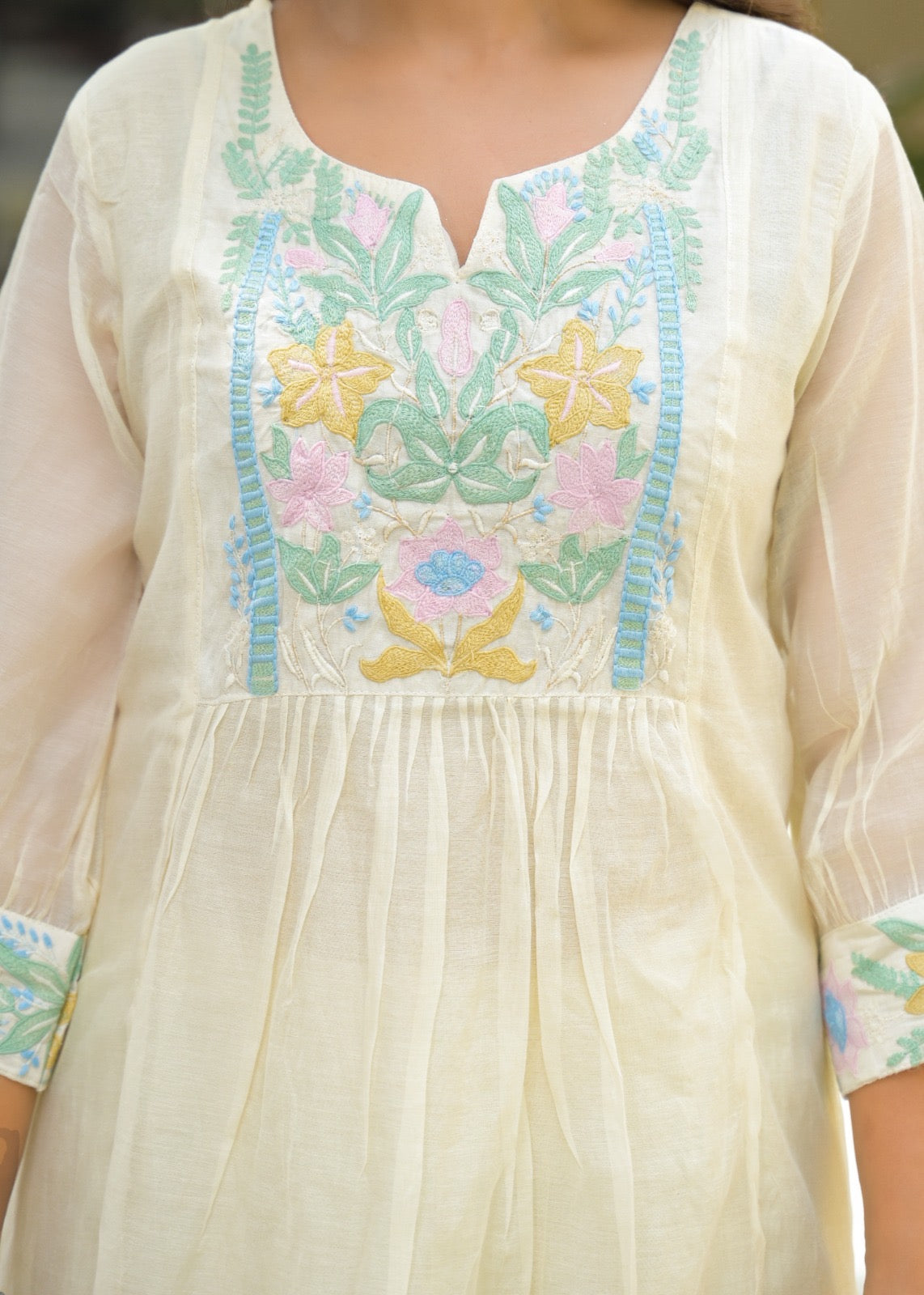 Zainab Chanderi Embroidered A-line pant Set