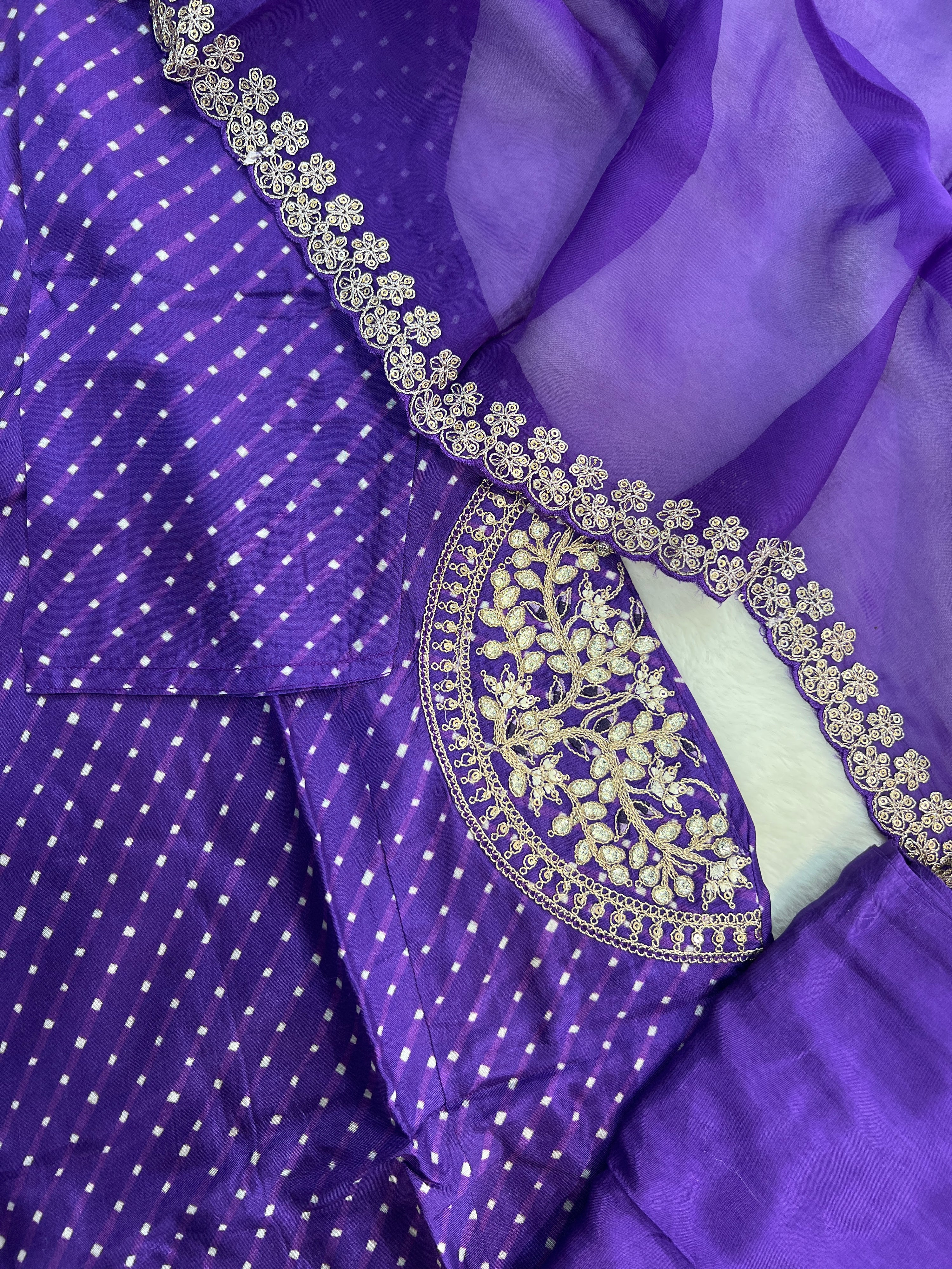 Zyra Bandhani Silk Embroidered Pant Set