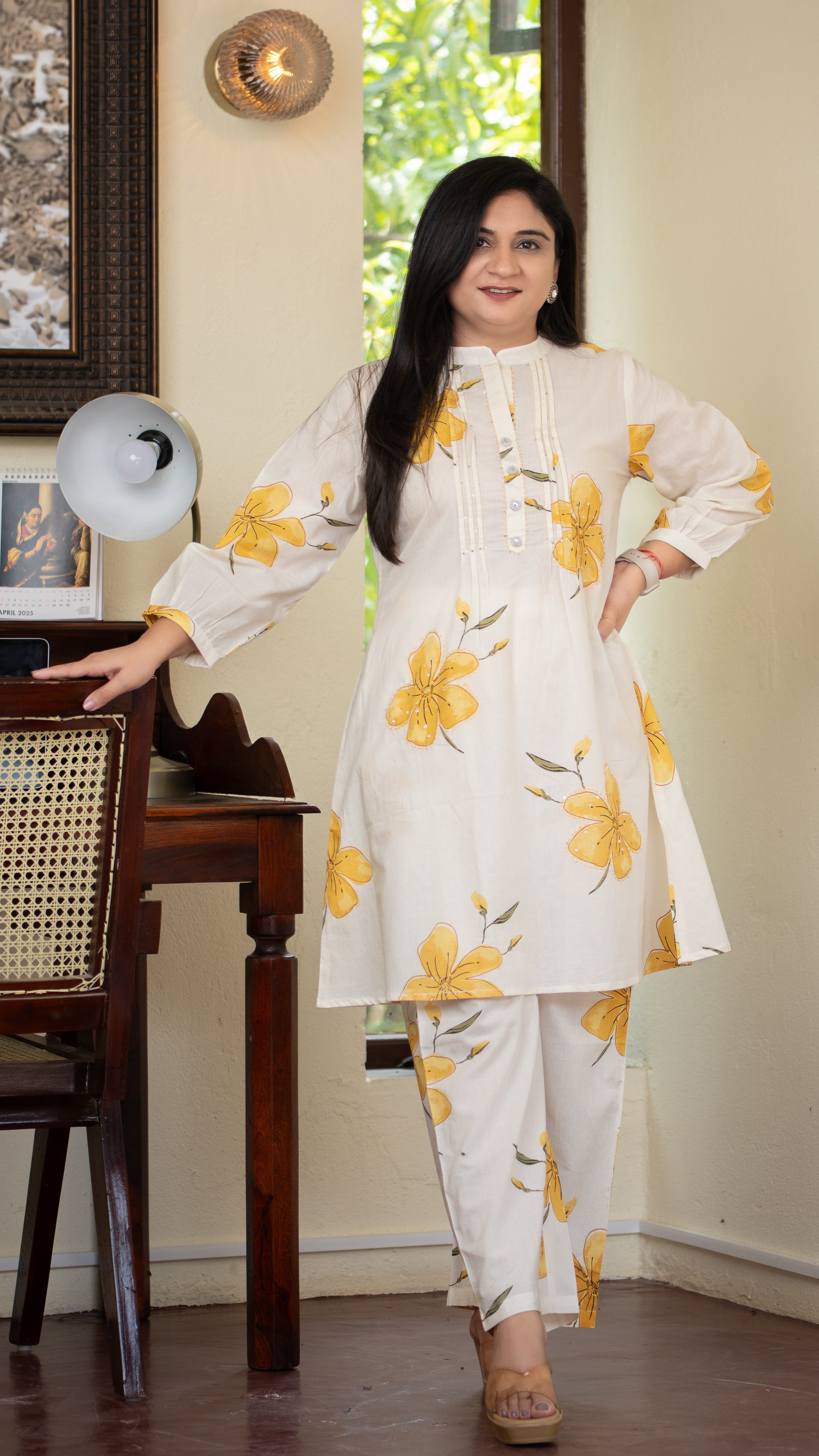 Emmi Yellow Cotton Floral Coord Set