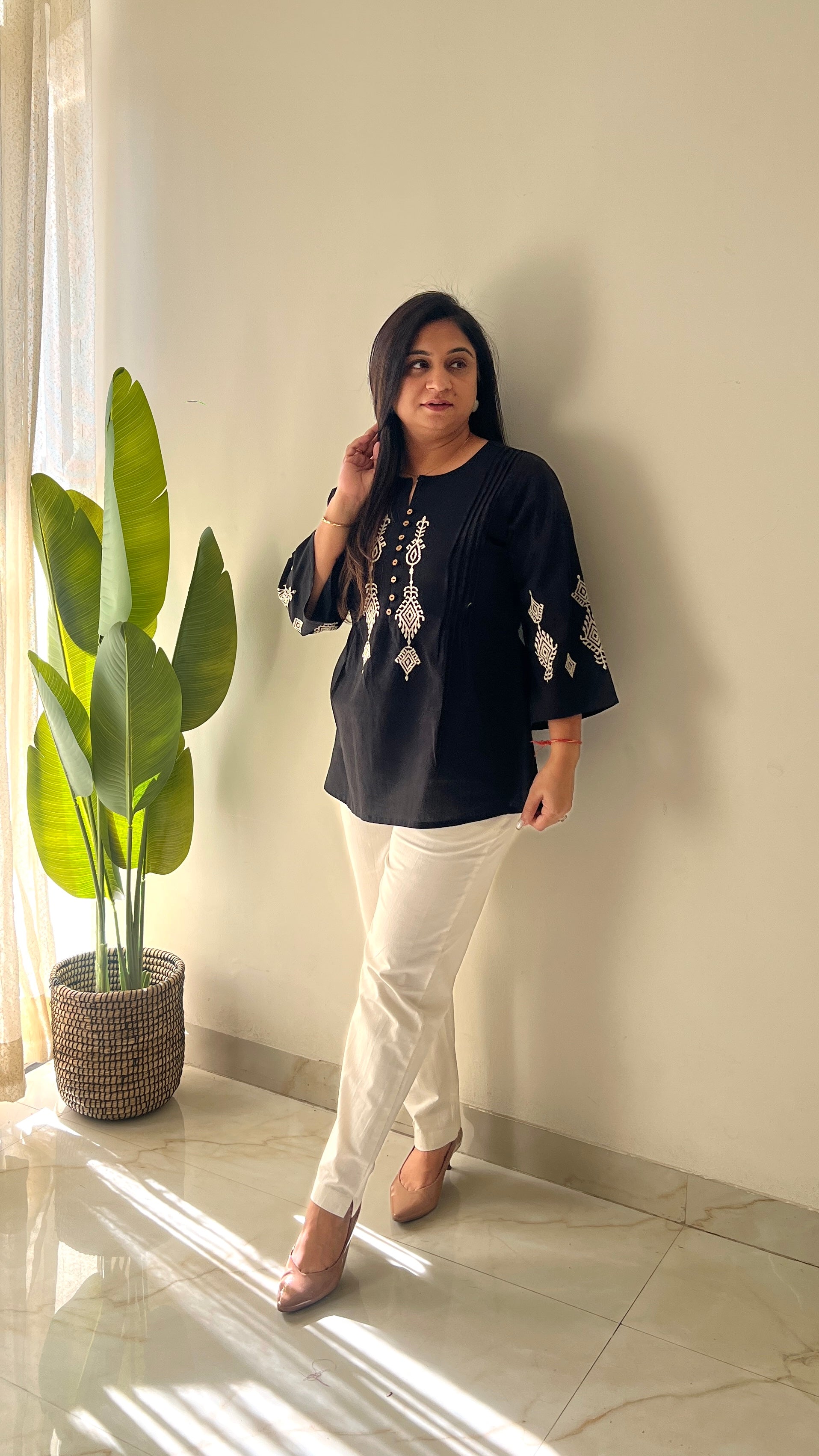 Hema Cotton Embroidered Short Top