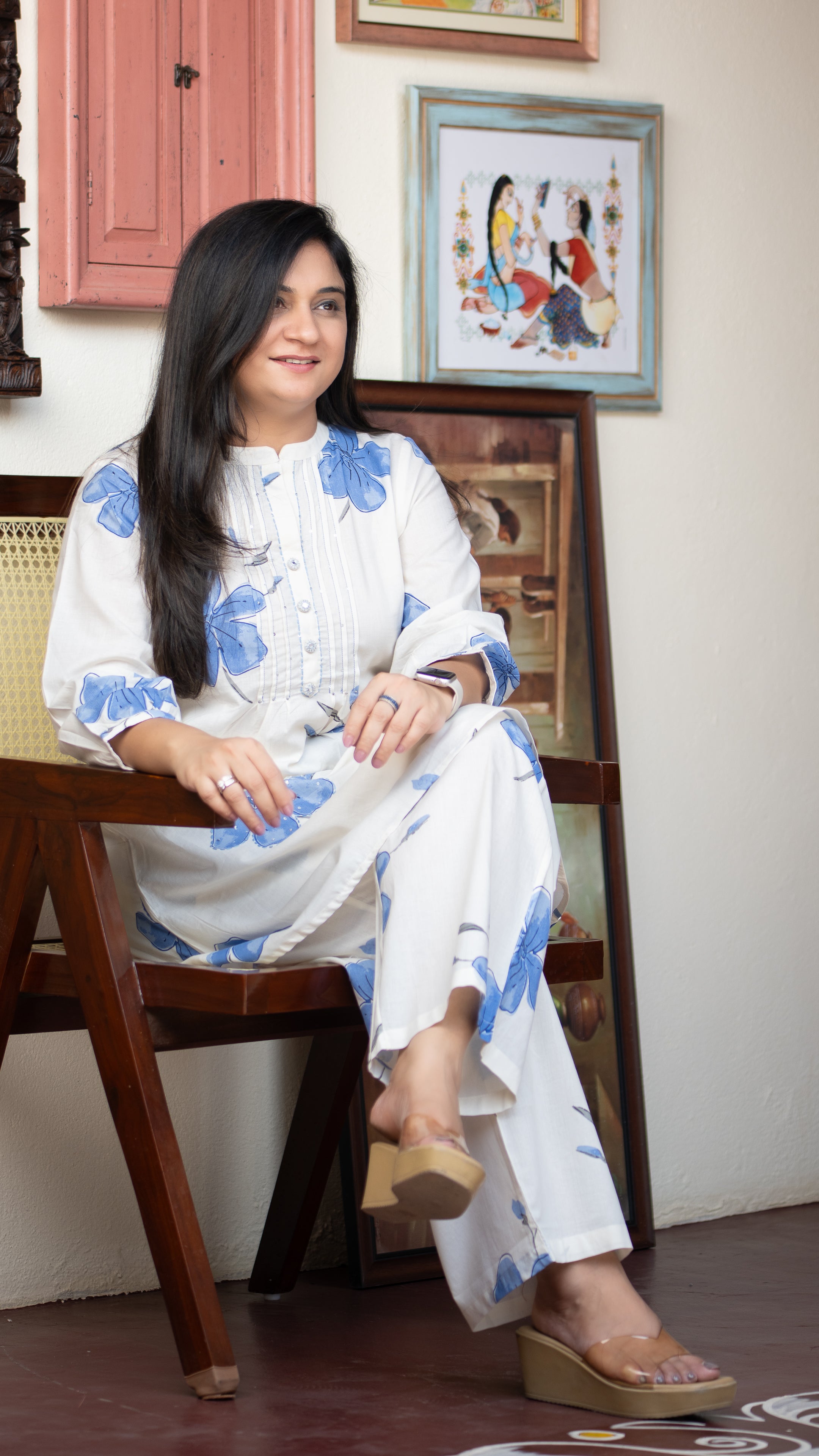 Emmi Blue Cotton Floral Coord Set