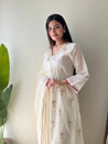Aavya Mul Chanderi Embroidered A-line pant Set - The Jaipur Studio