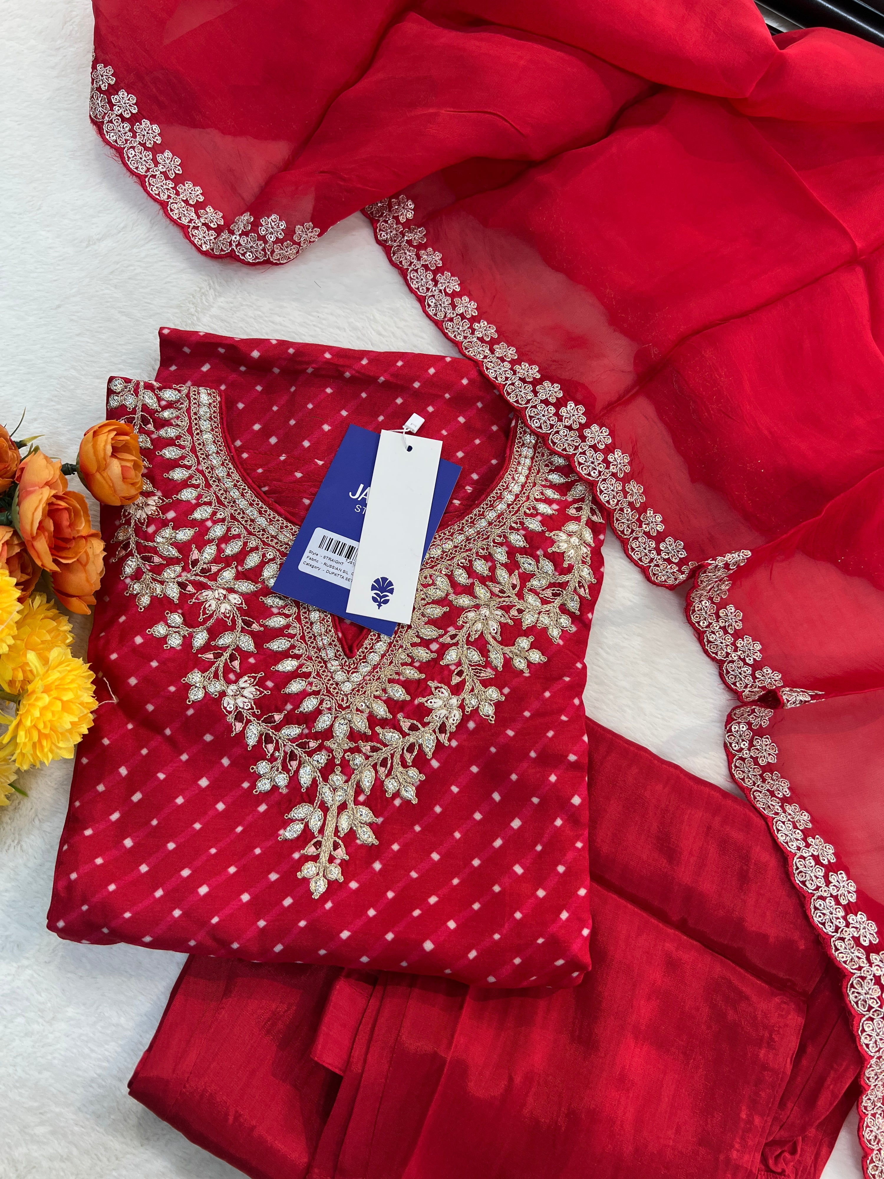 Zyra Bandhani Silk Embroidered Pant Set