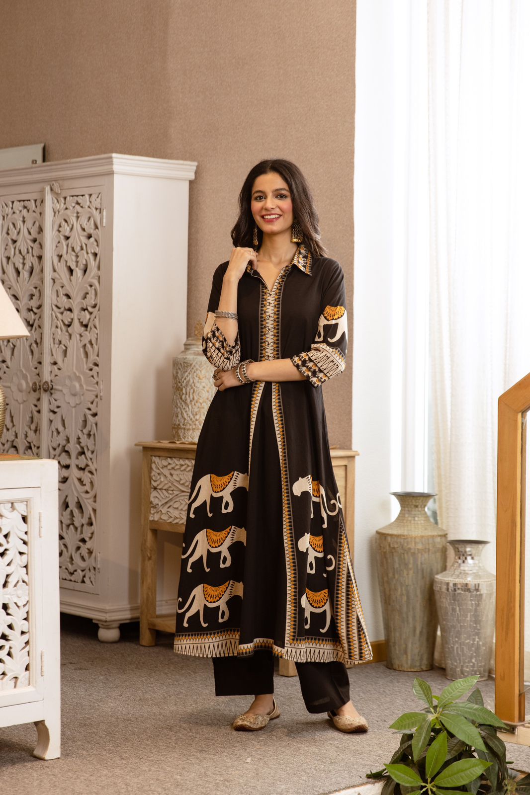 Kiara Tribal Bagh Cotton BeadWork Pant Set