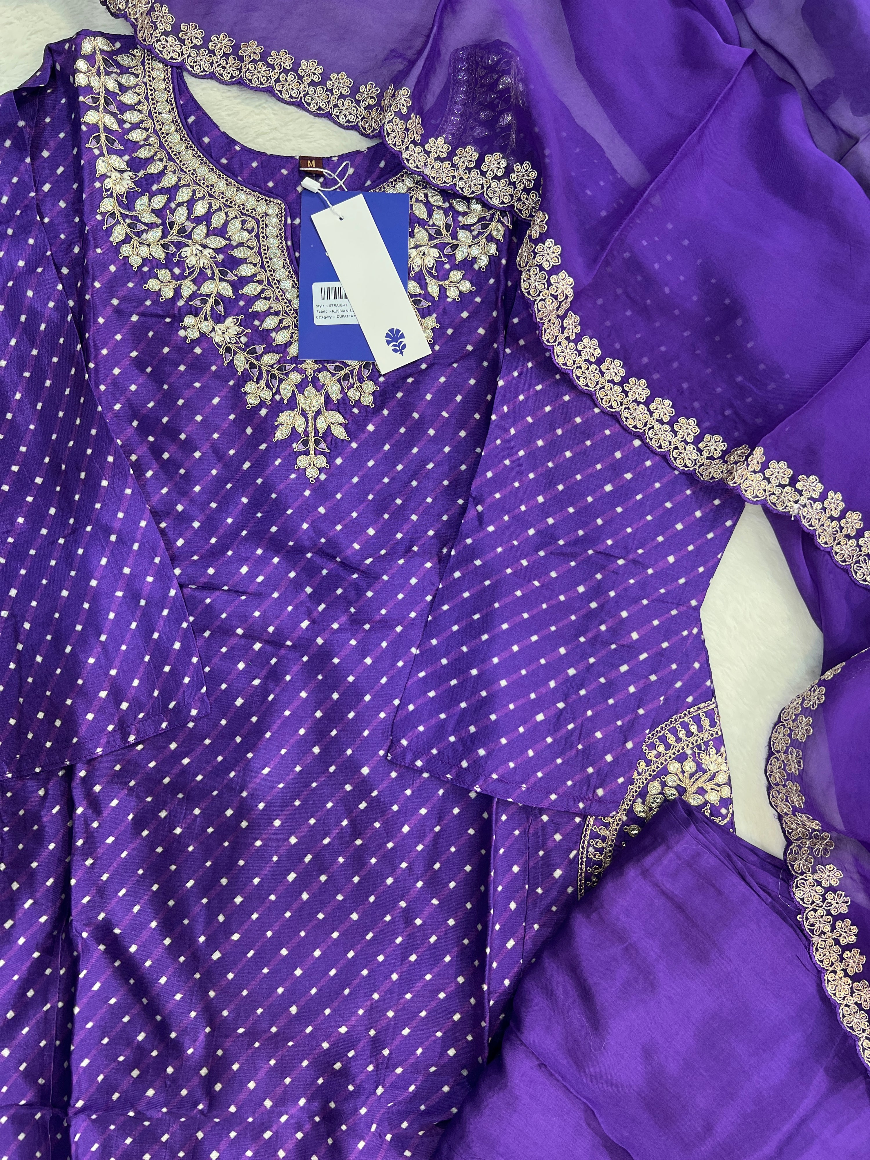 Zyra Bandhani Silk Embroidered Pant Set