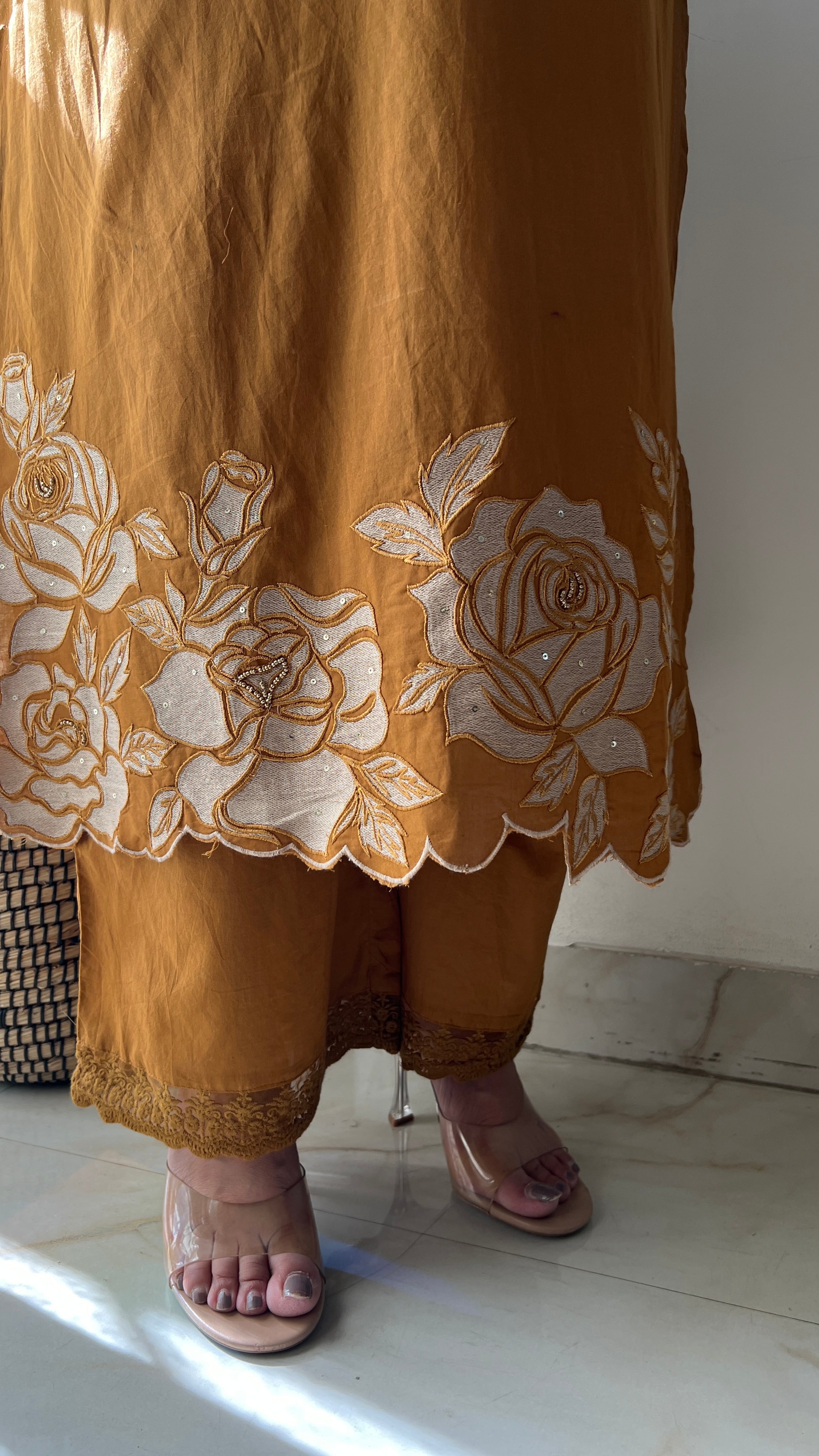 Sejal Cotton Cutwork Applique HandEmbroidered Pant set