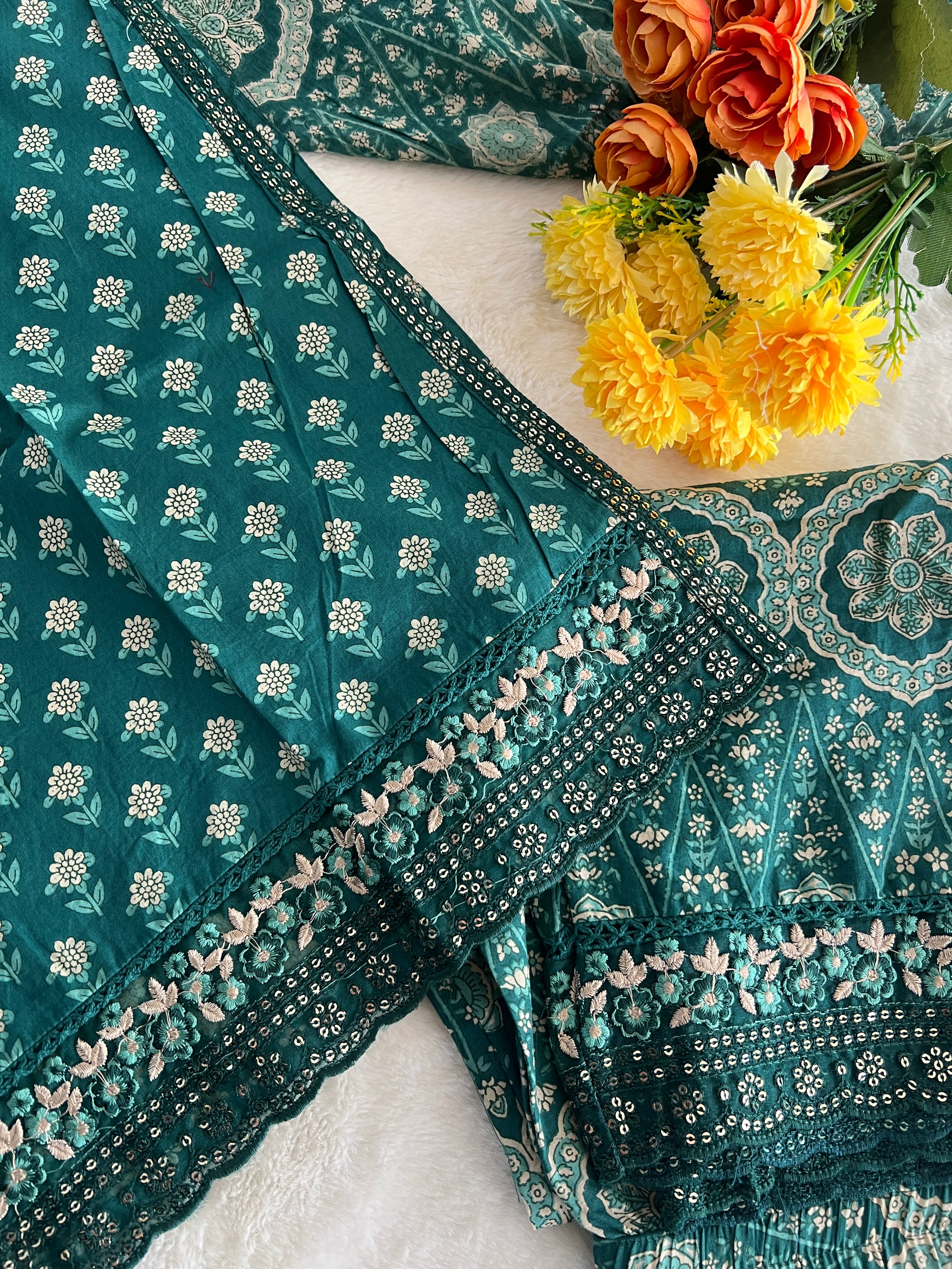 Dimpee Ajrakh Cotton HandEmbroidered Pant set