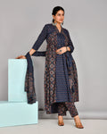 Cotton Alia Ajrakh A-line Dupatta Set