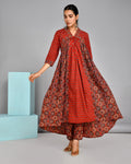 Cotton Alia Ajrakh A-line Dupatta Set