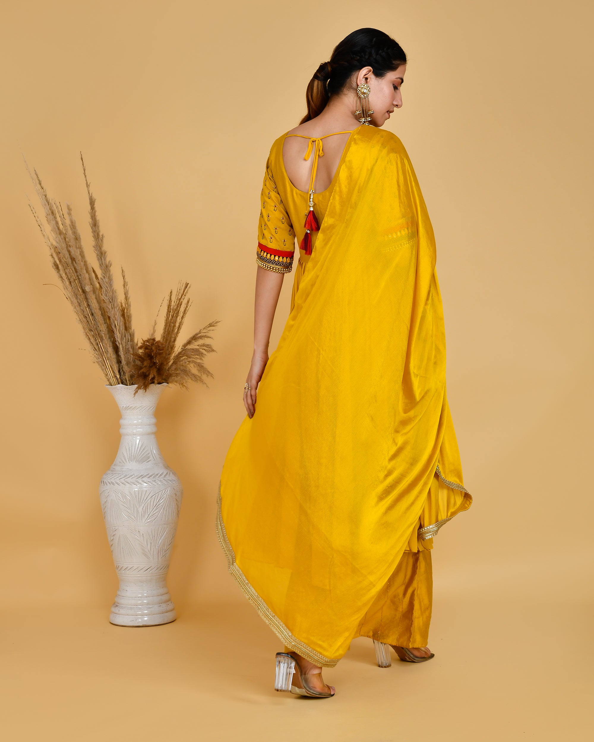 Nyra Silk and Gerogette plazo Set - The Jaipur Studio