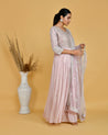 Chinnon Embroidered Long Gown with Dupatta - The Jaipur Studio