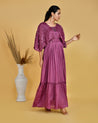 Festive Wear Chinon Long Gown With Embroidered Cape - The Jaipur Studio