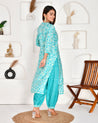 Fiza blue Muslin Embroidered Afgani set - The Jaipur Studio