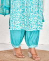 Fiza blue Muslin Embroidered Afgani set - The Jaipur Studio