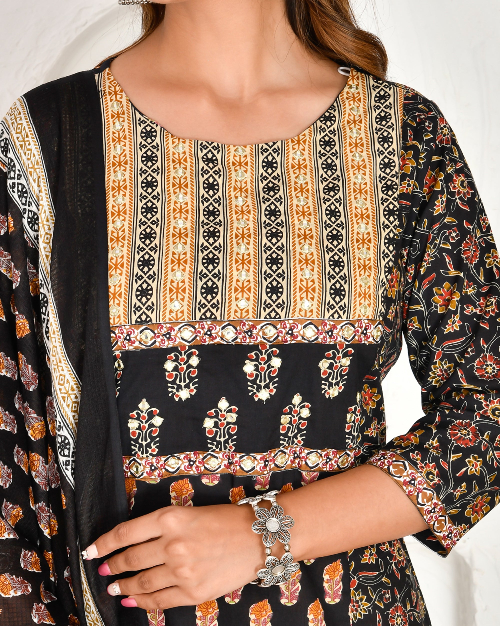 Handblock Black Jaipuri Print Pant Set - The Jaipur Studio