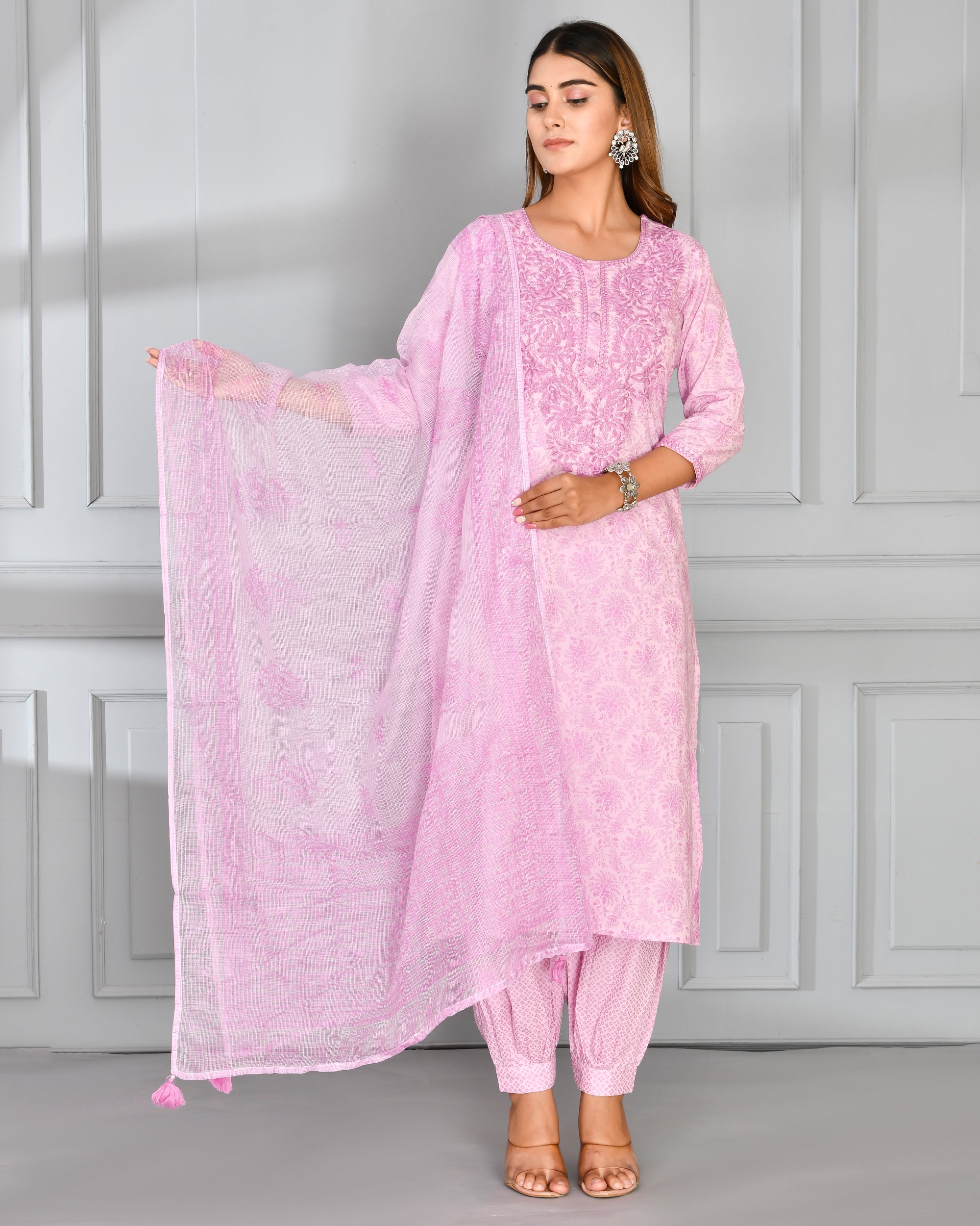 Jeeva Embroidered Cotton Afgani Set - The Jaipur Studio