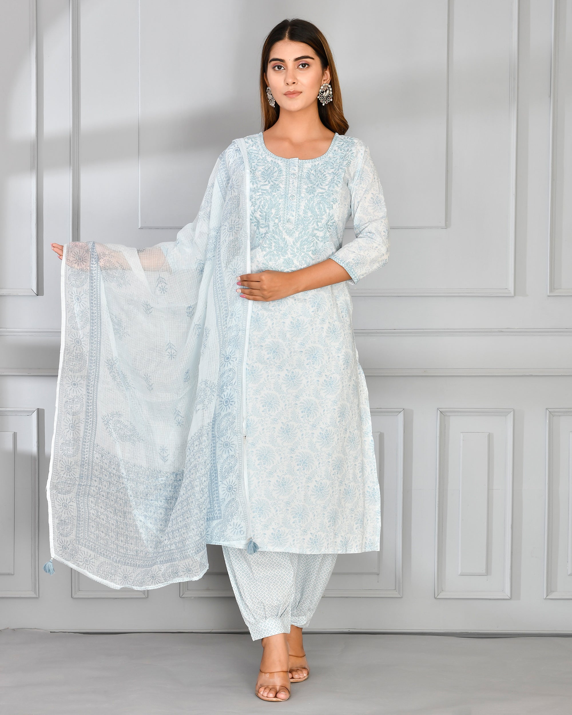 Jeeva Embroidered Cotton Afgani Set - The Jaipur Studio