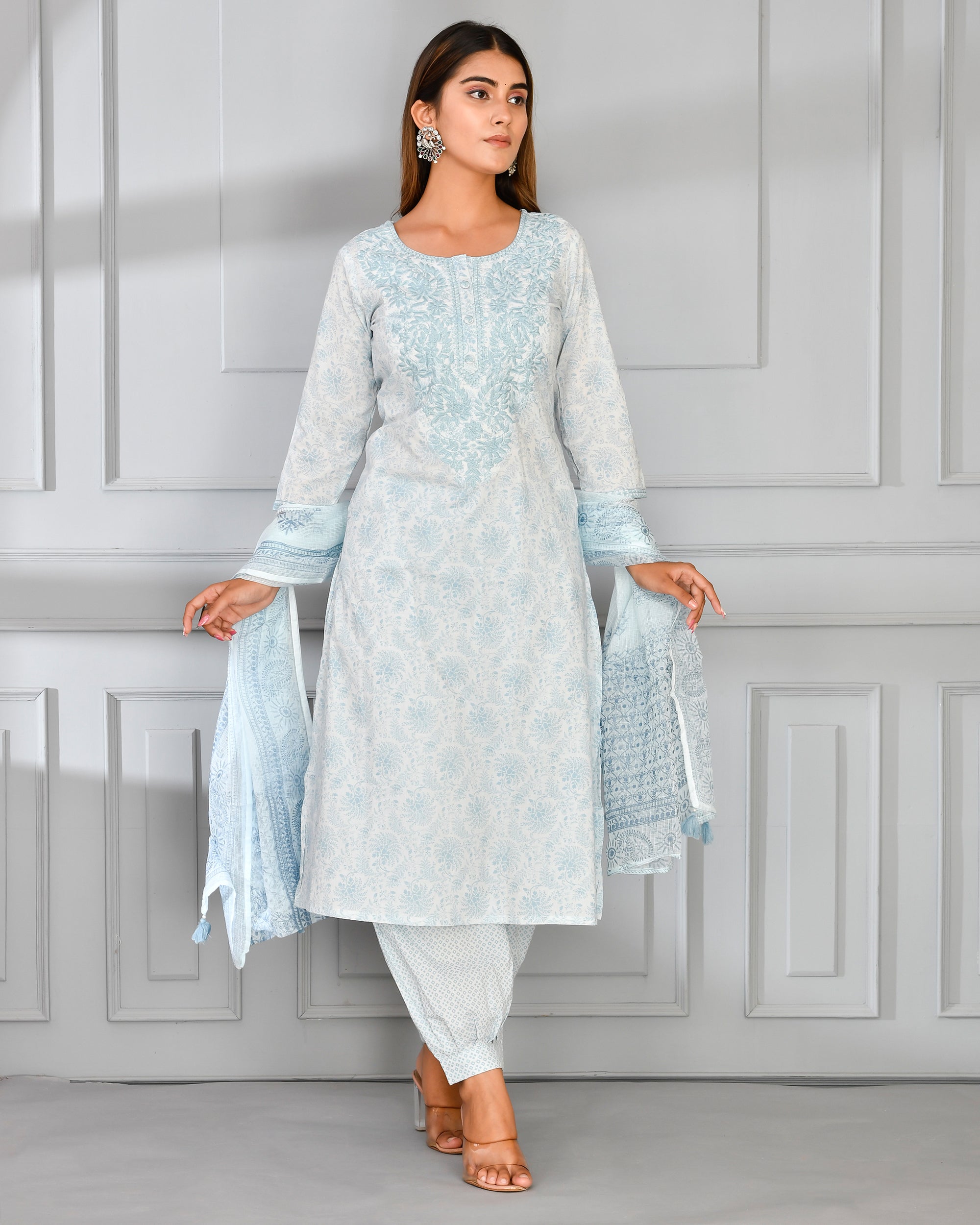 Jeeva Embroidered Cotton Afgani Set - The Jaipur Studio