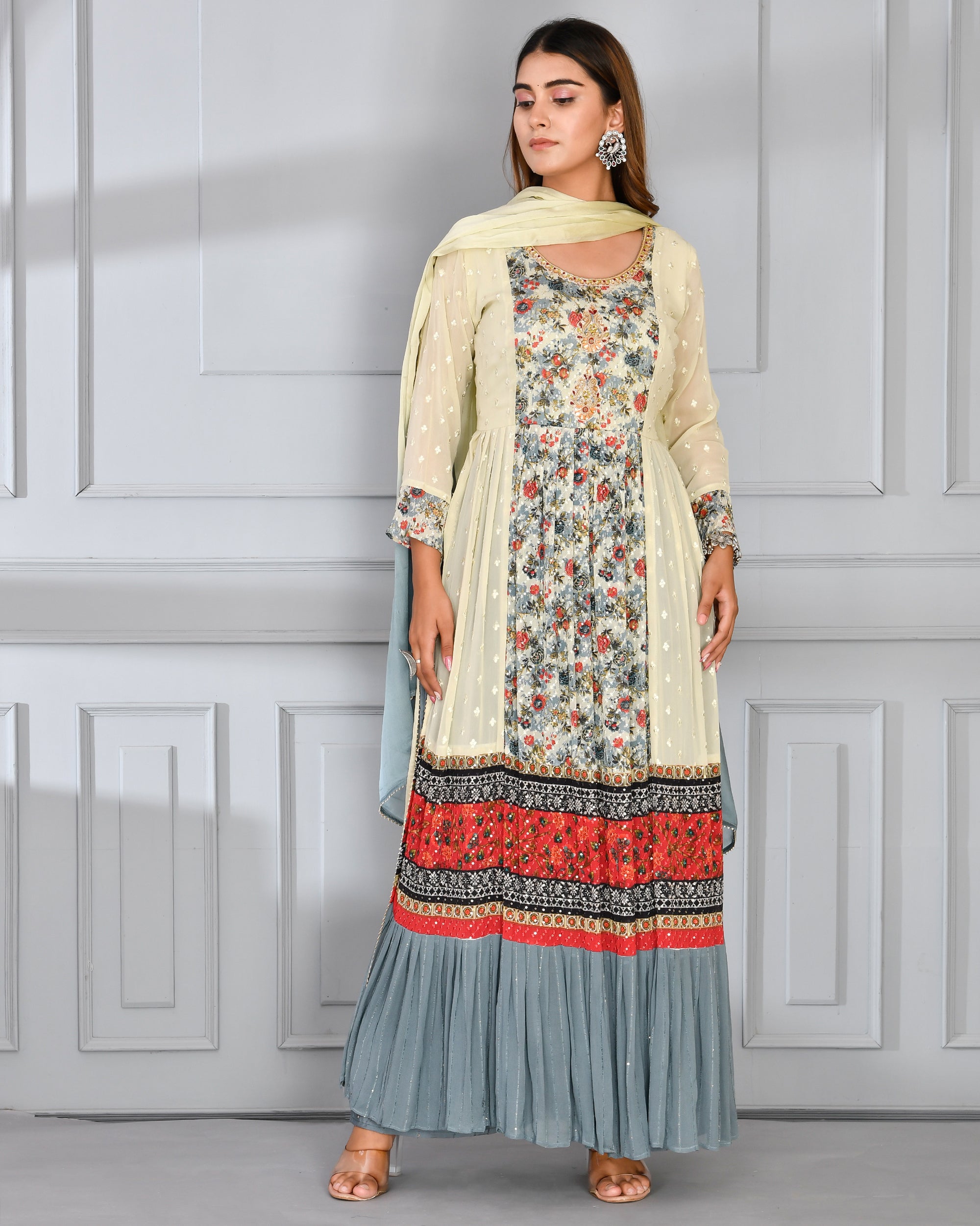 Georgette Festive Wear Nyra Cut Plazo Set - The Jaipur Studio