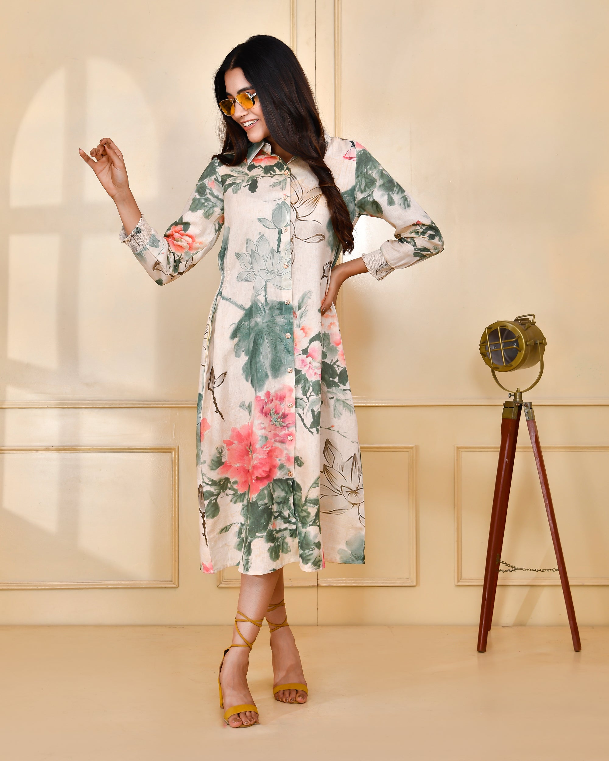 Floral Cotton Long Dress - The Jaipur Studio