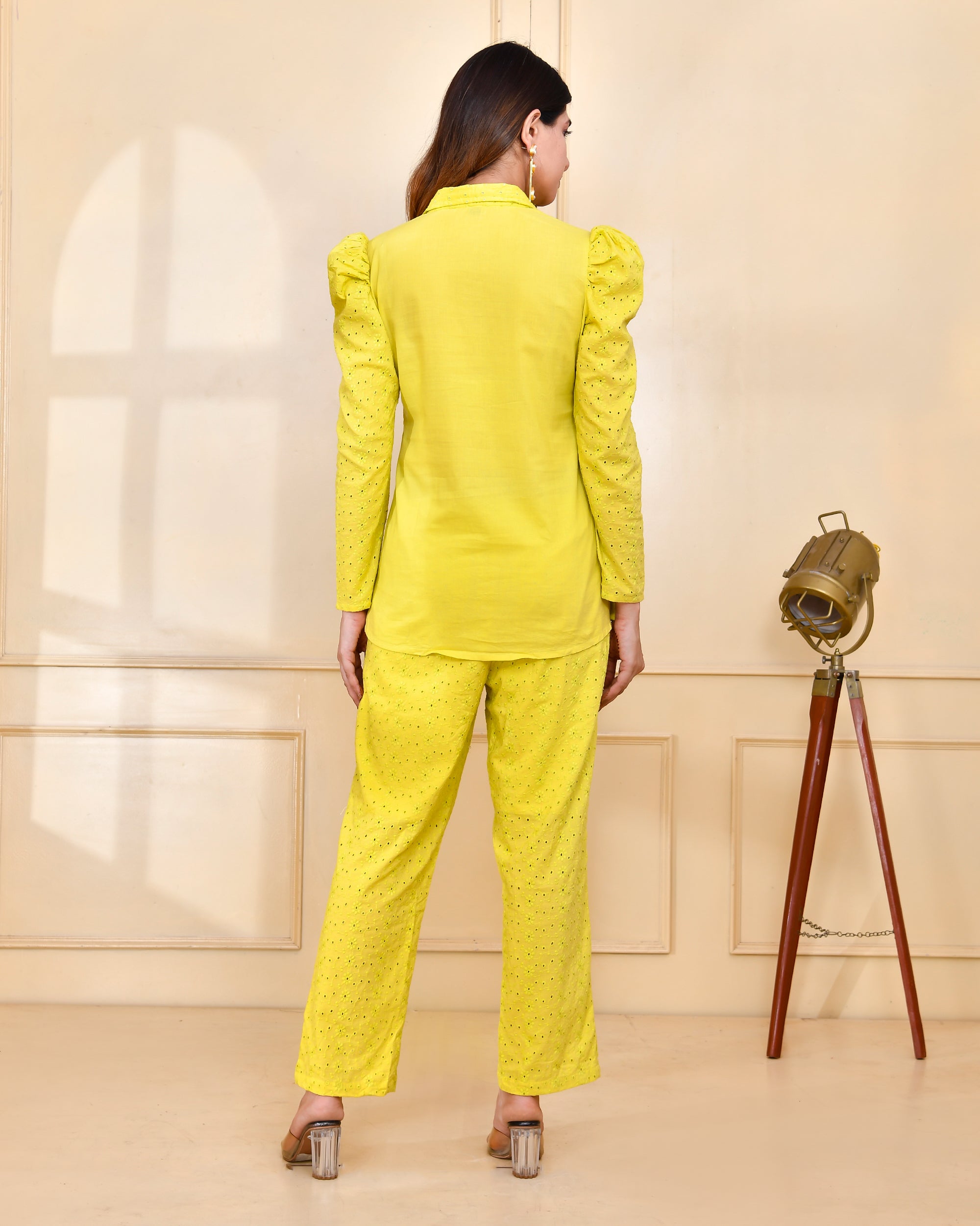 Adams Sciffili Cotton Coord Set Yellow - The Jaipur Studio