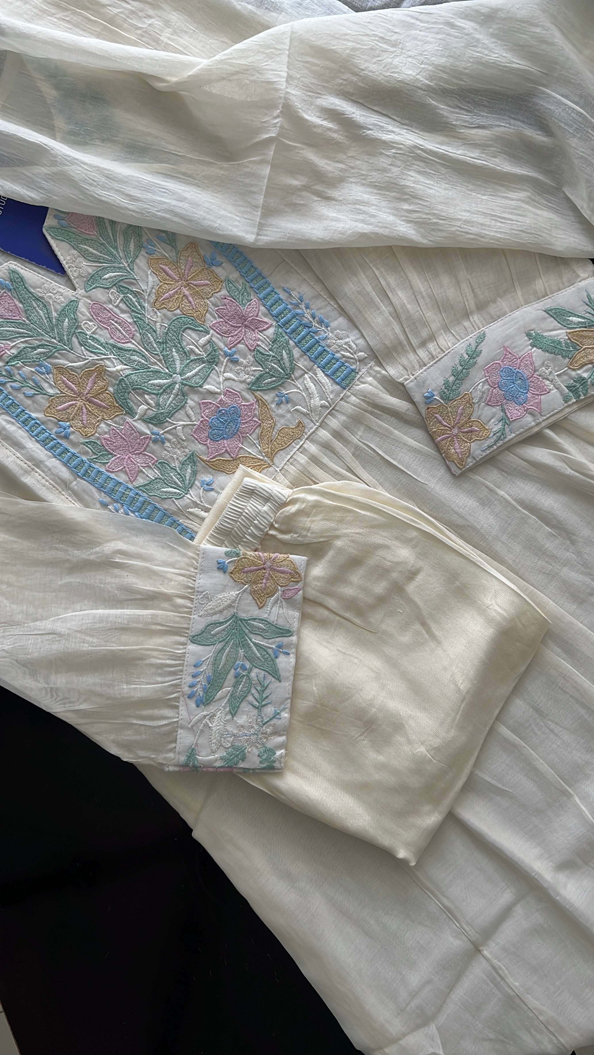 Zainab Chanderi Embroidered A-line pant Set