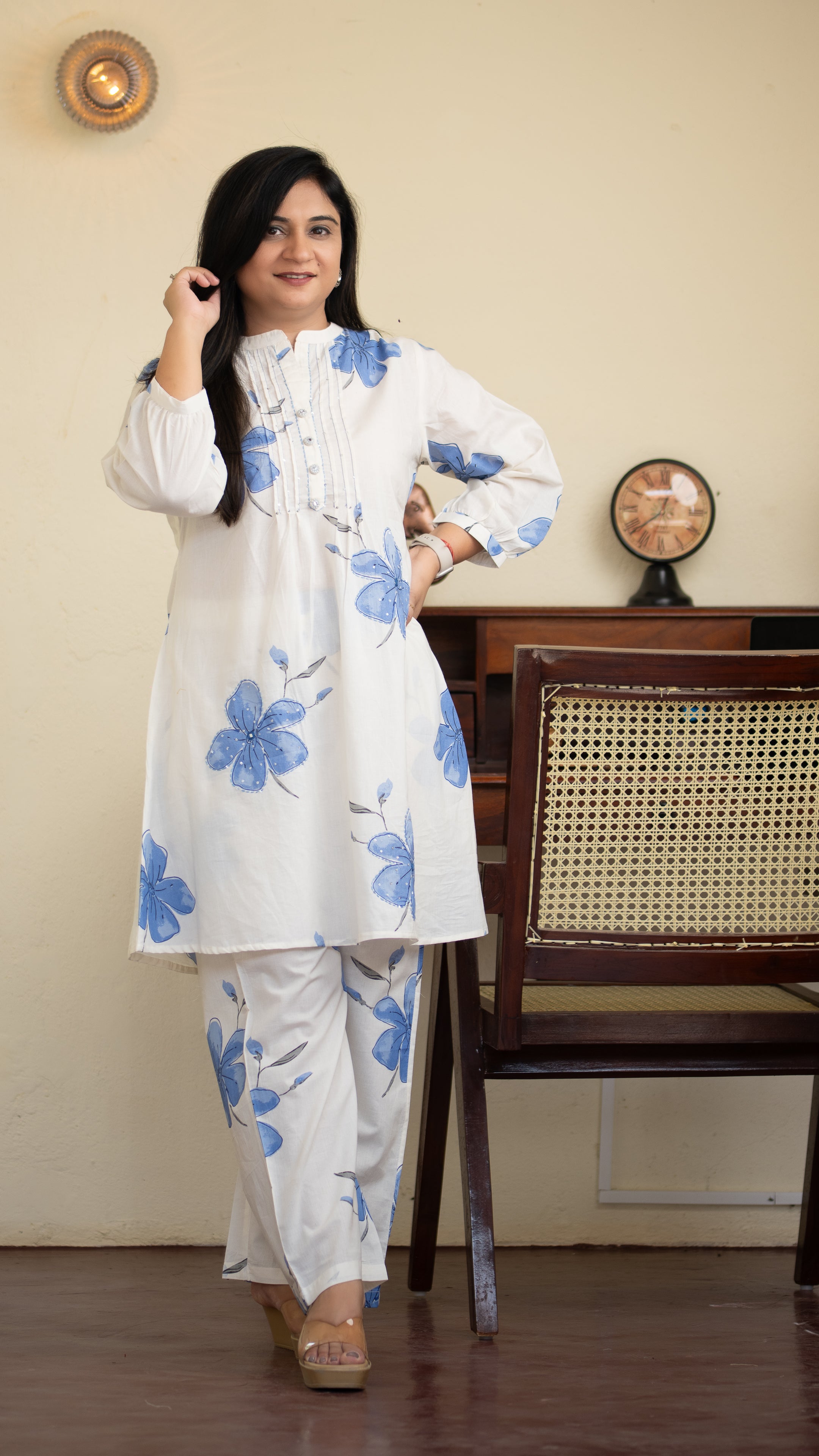 Emmi Blue Cotton Floral Coord Set
