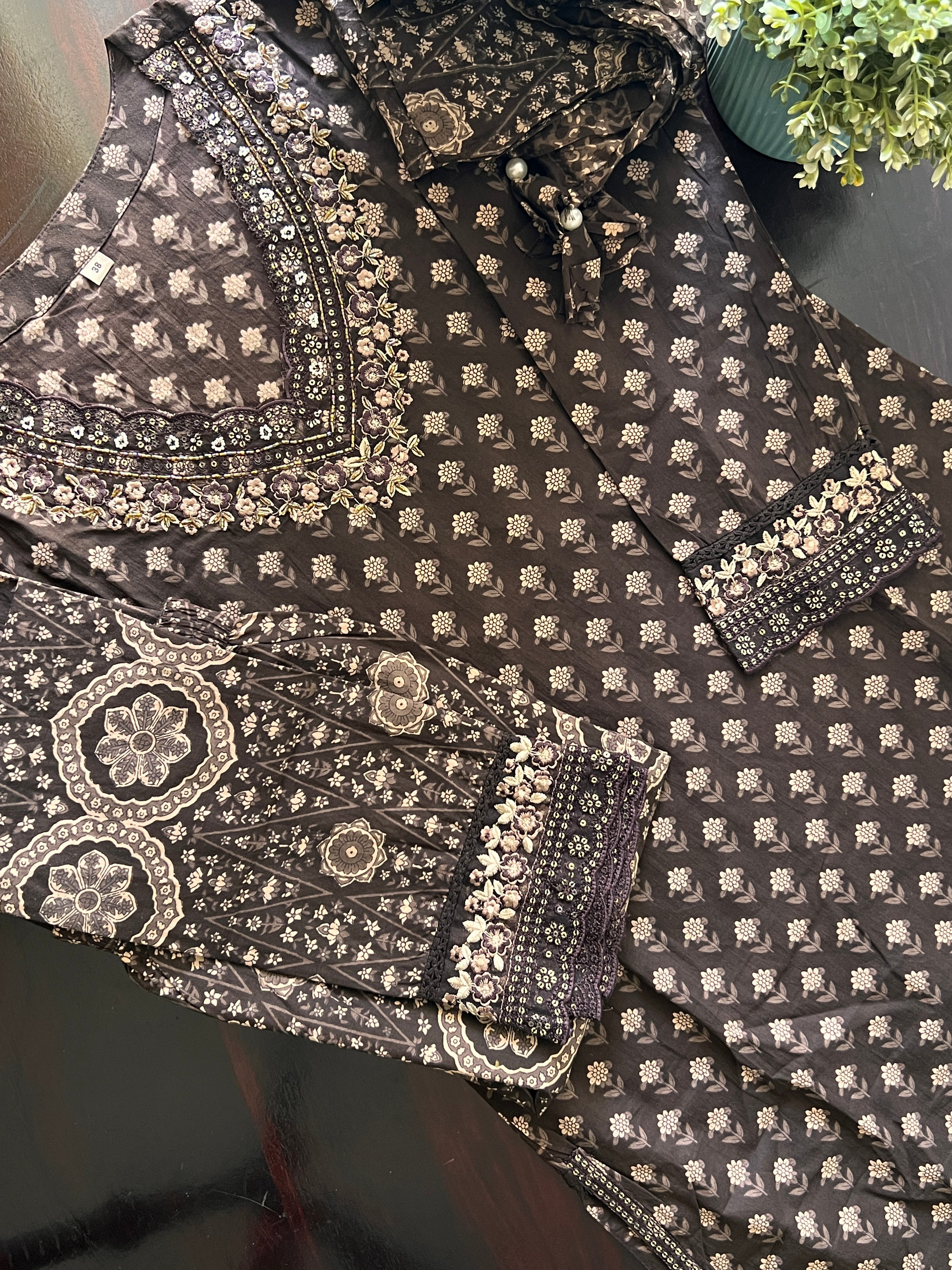 Dimpee Ajrakh Cotton HandEmbroidered Pant set