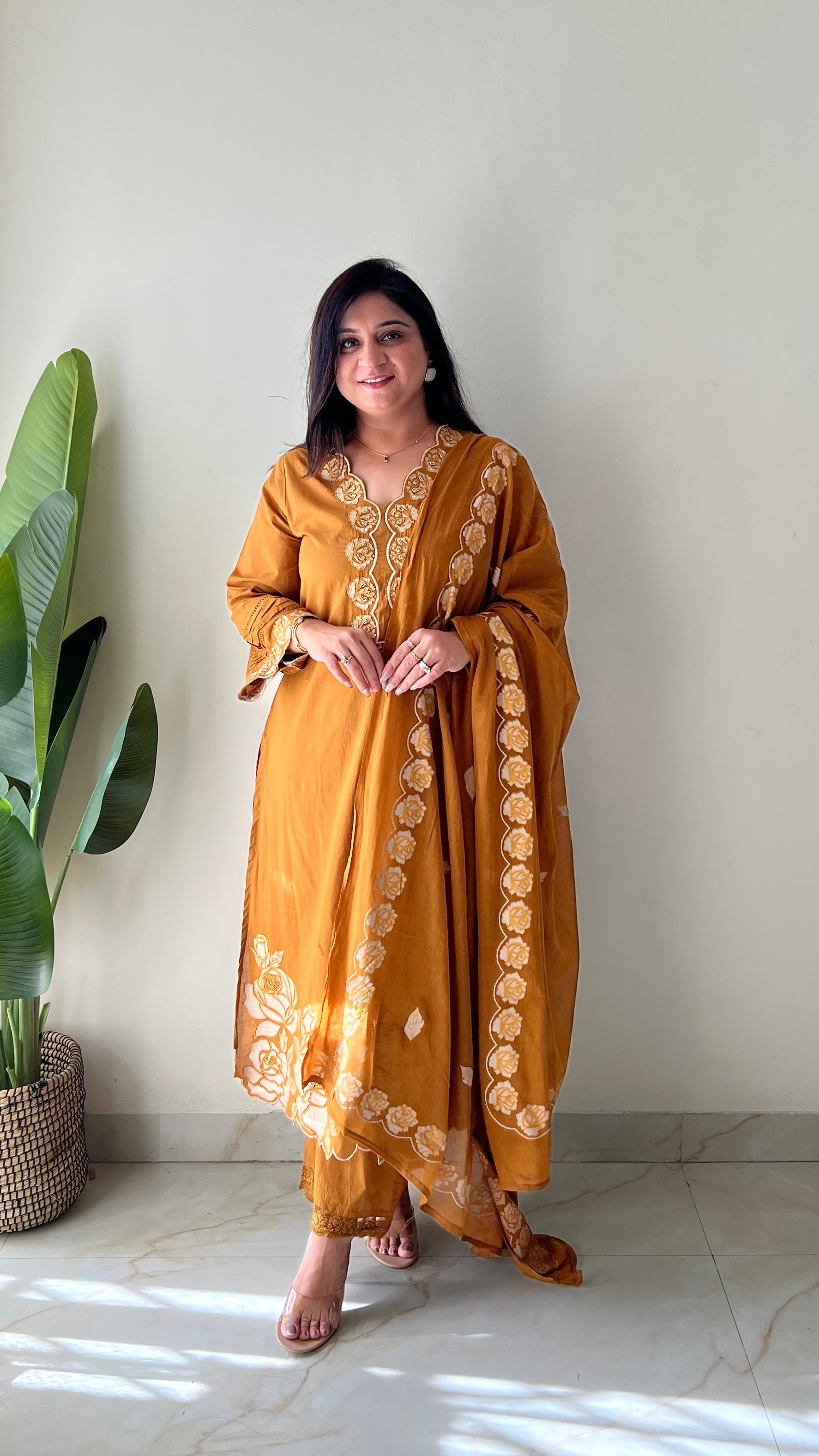 Sejal Cotton Cutwork Applique HandEmbroidered Pant set