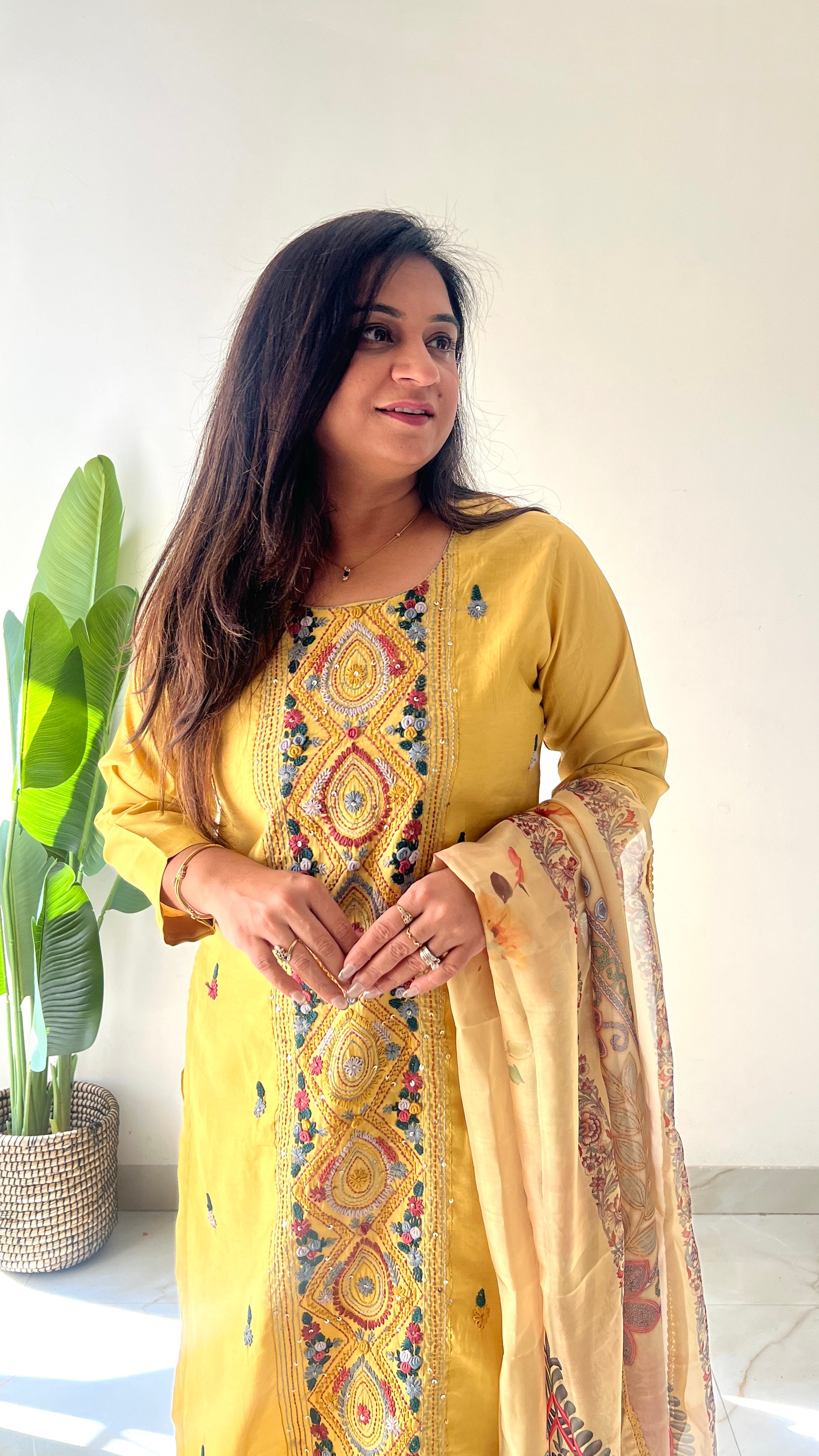 Rubina Modal Silk HandEmbroidered Dupatta Set