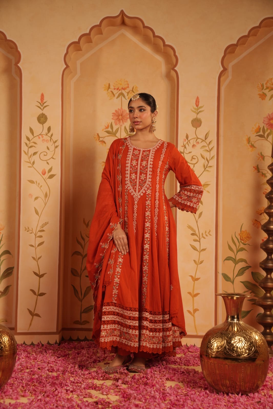 Siara Mul Cotton Embroidered Anarkali Set - The Jaipur Studio