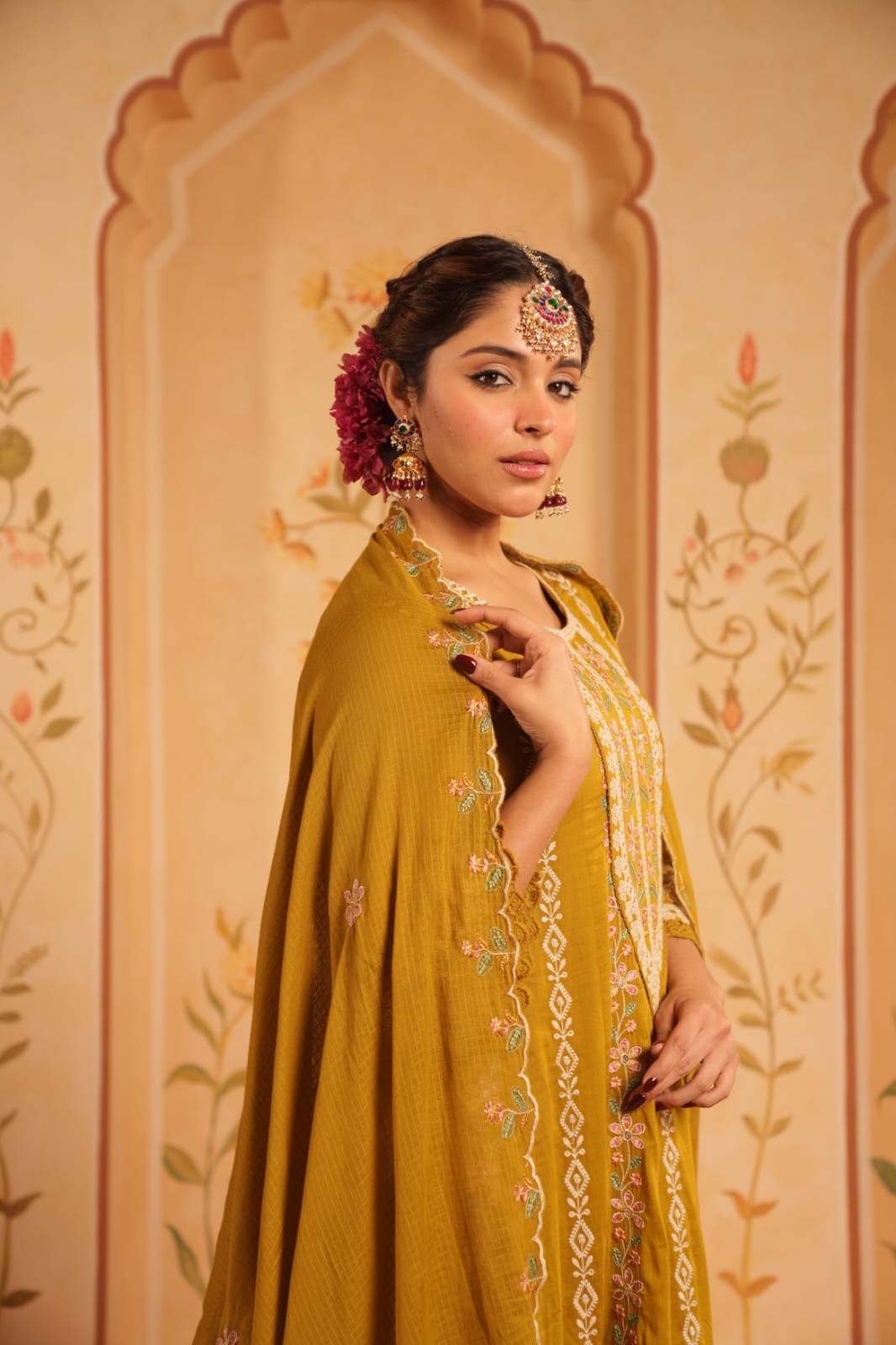 Siara Mul Cotton Embroidered Anarkali Set - The Jaipur Studio