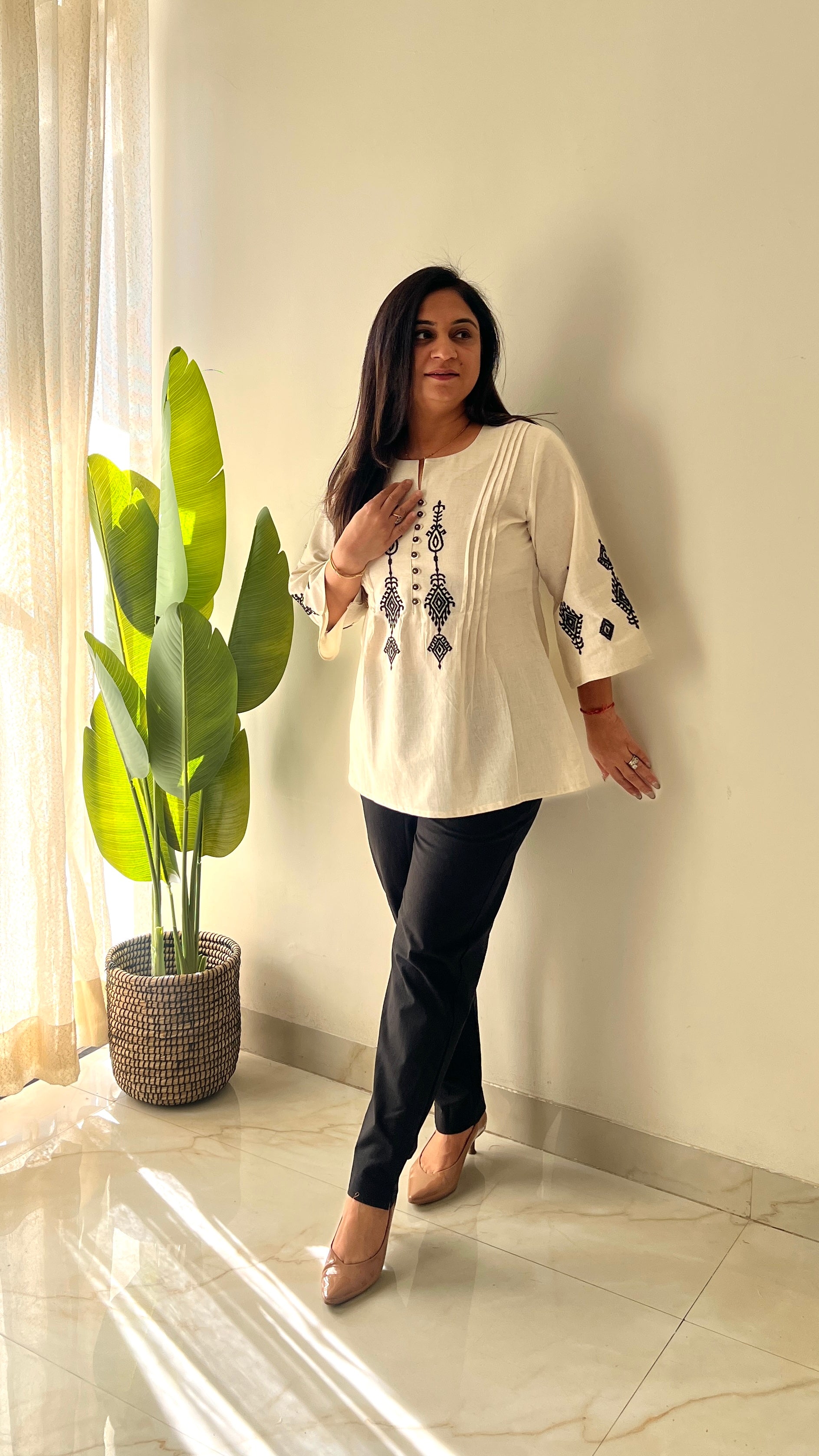 Hema Cotton Embroidered Short Top