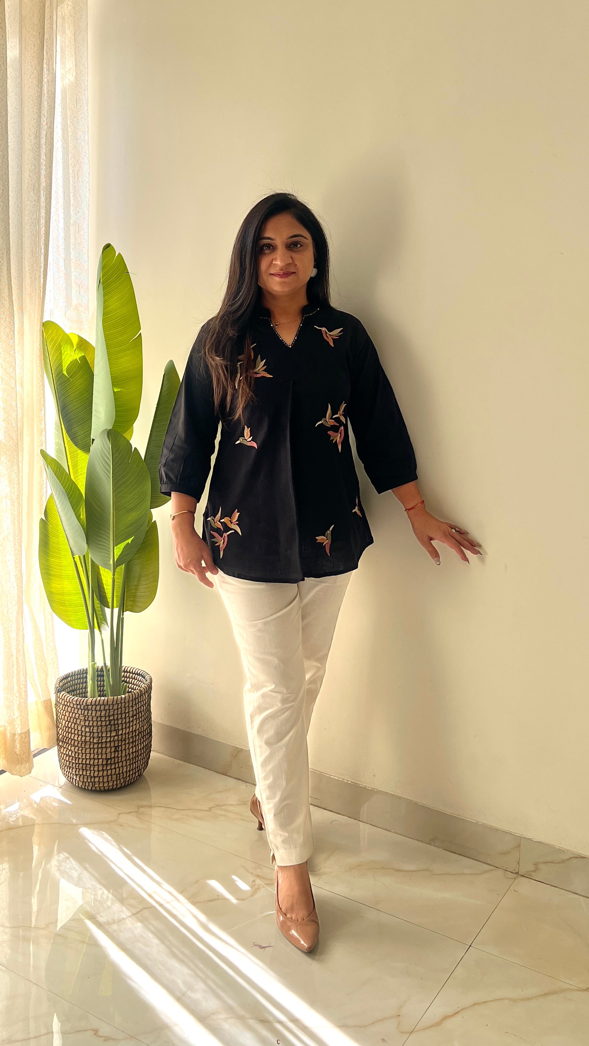 Kashi Cotton Embroidered Short Top